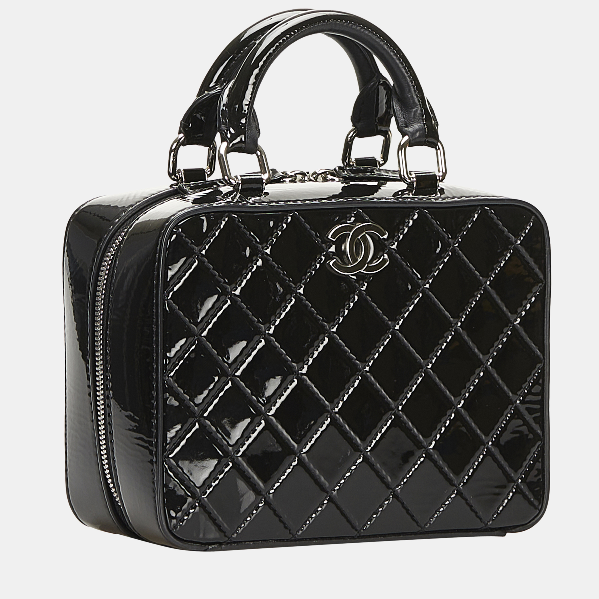 

Chanel Black Vanity Case Patent Leather Satchel