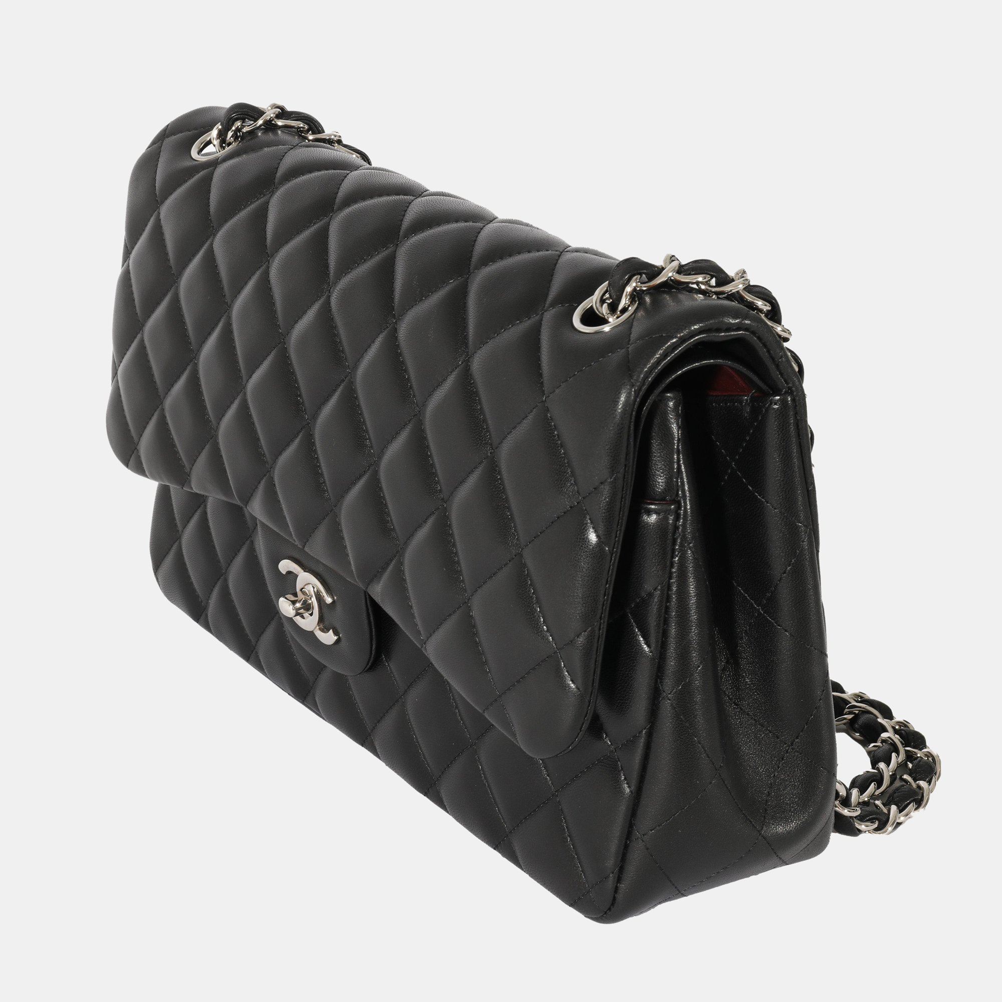 

Chanel Black Lambskin Leather Jumbo Classic Double Flap Bag