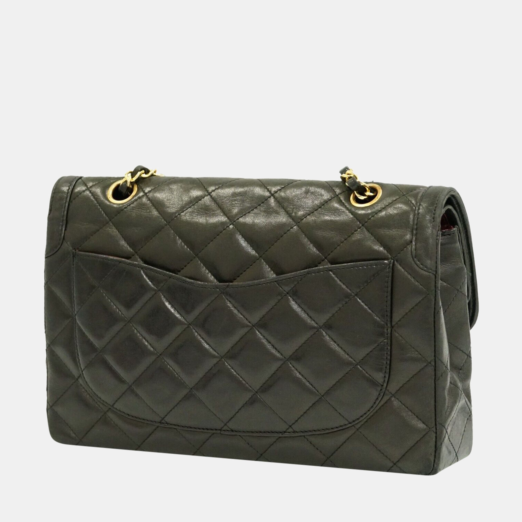 

Chanel Black Leather Vintage Flap Bag
