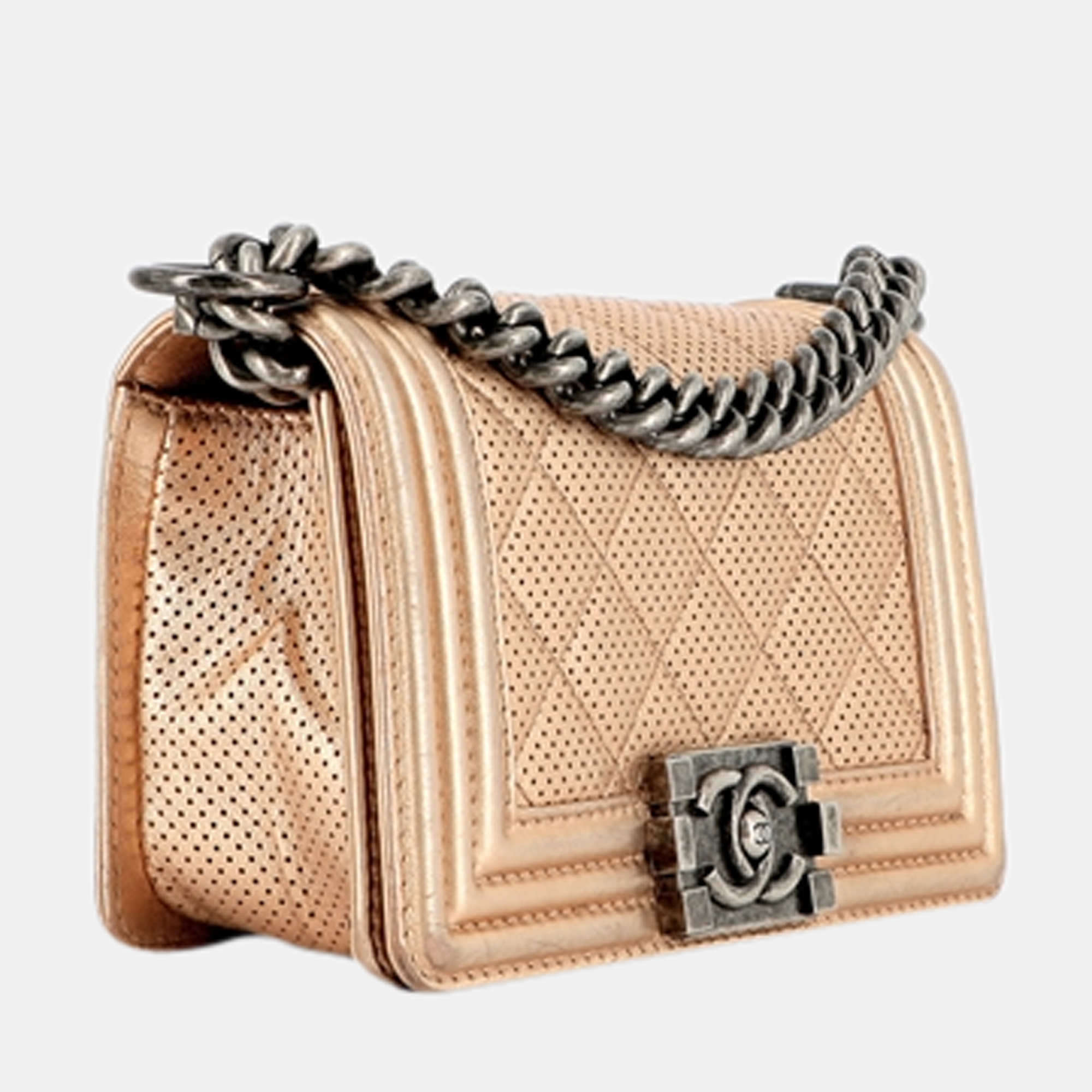 

Chanel Beige Perforated Leather Boy Shoulder Bag