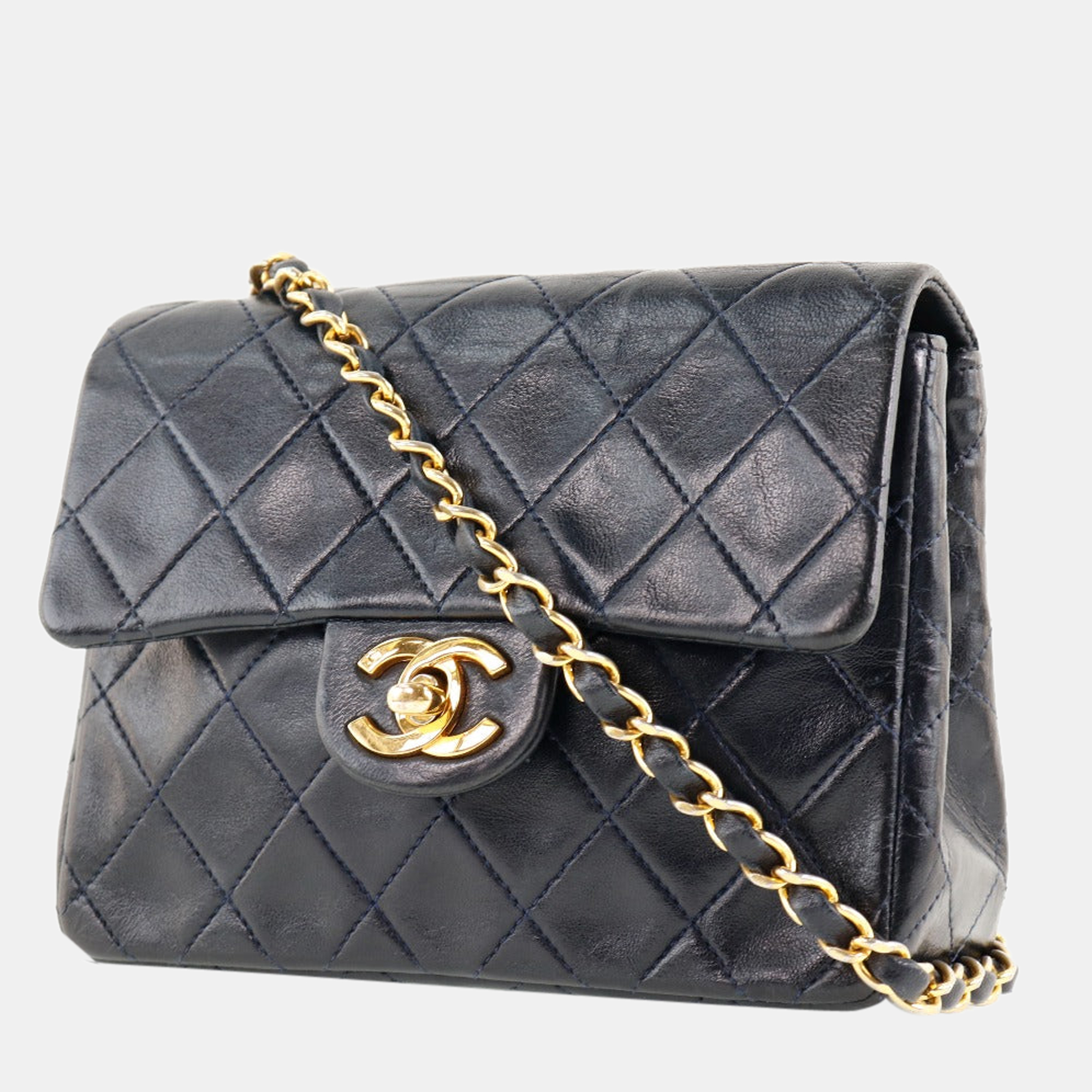 

Chanel Black Leather Vintage Square Mini Flap Bag