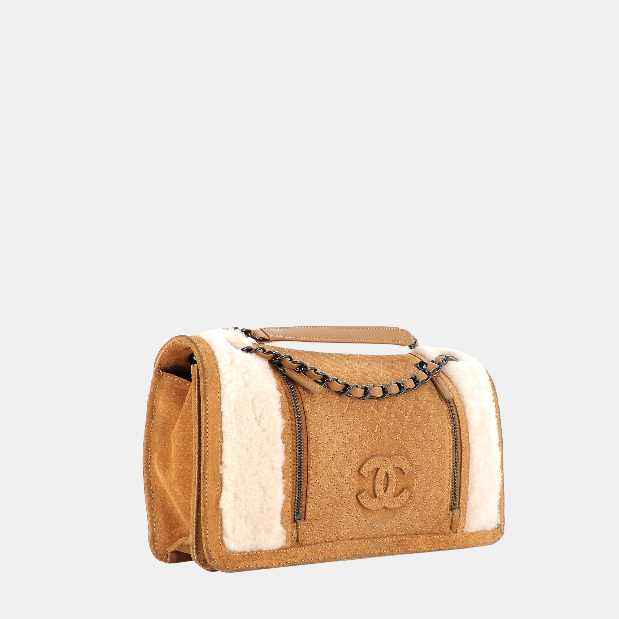 

Chanel Brown Suede and Shearling CC Flap Bag