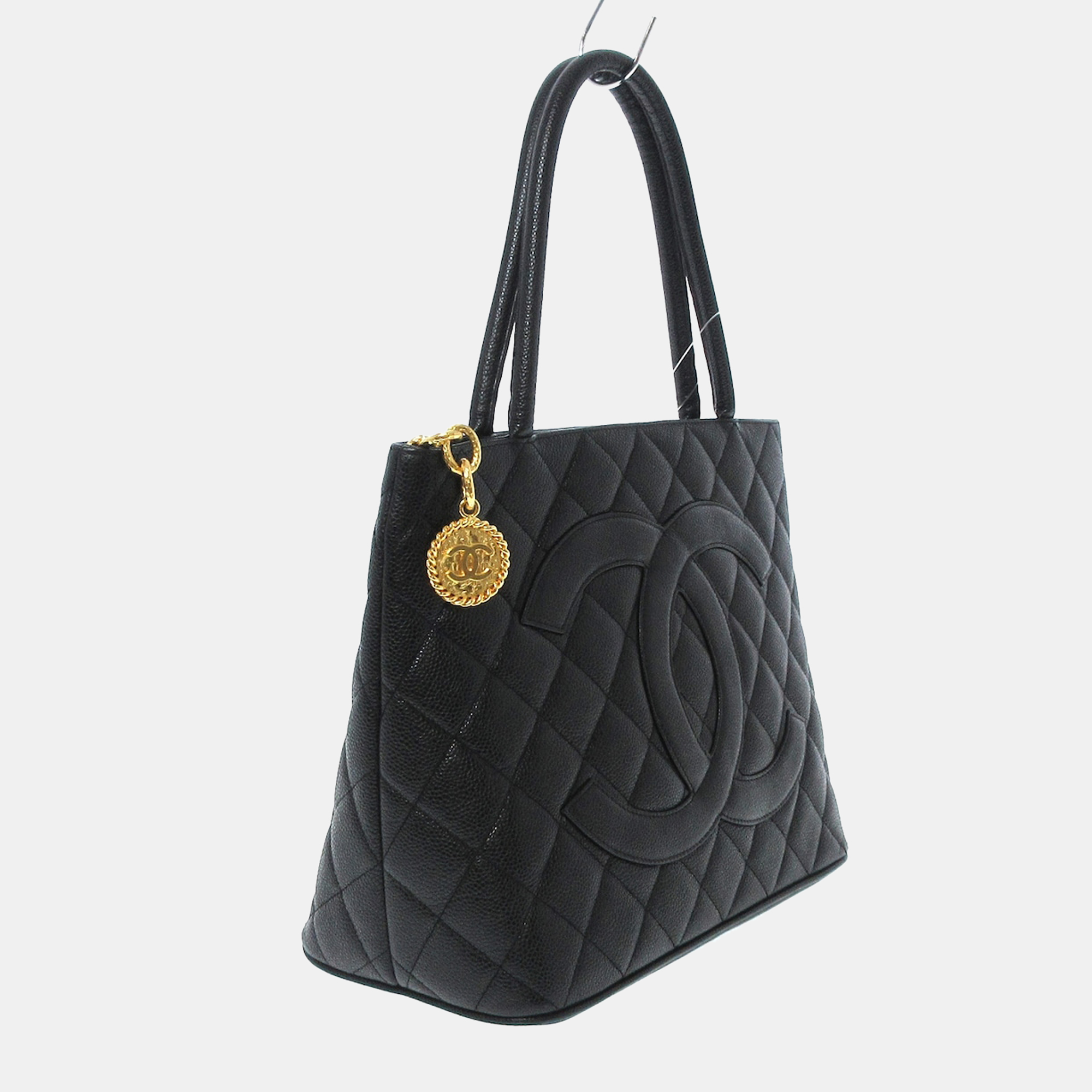 

Chanel Black Caviar Leather Medallion Tote Bag