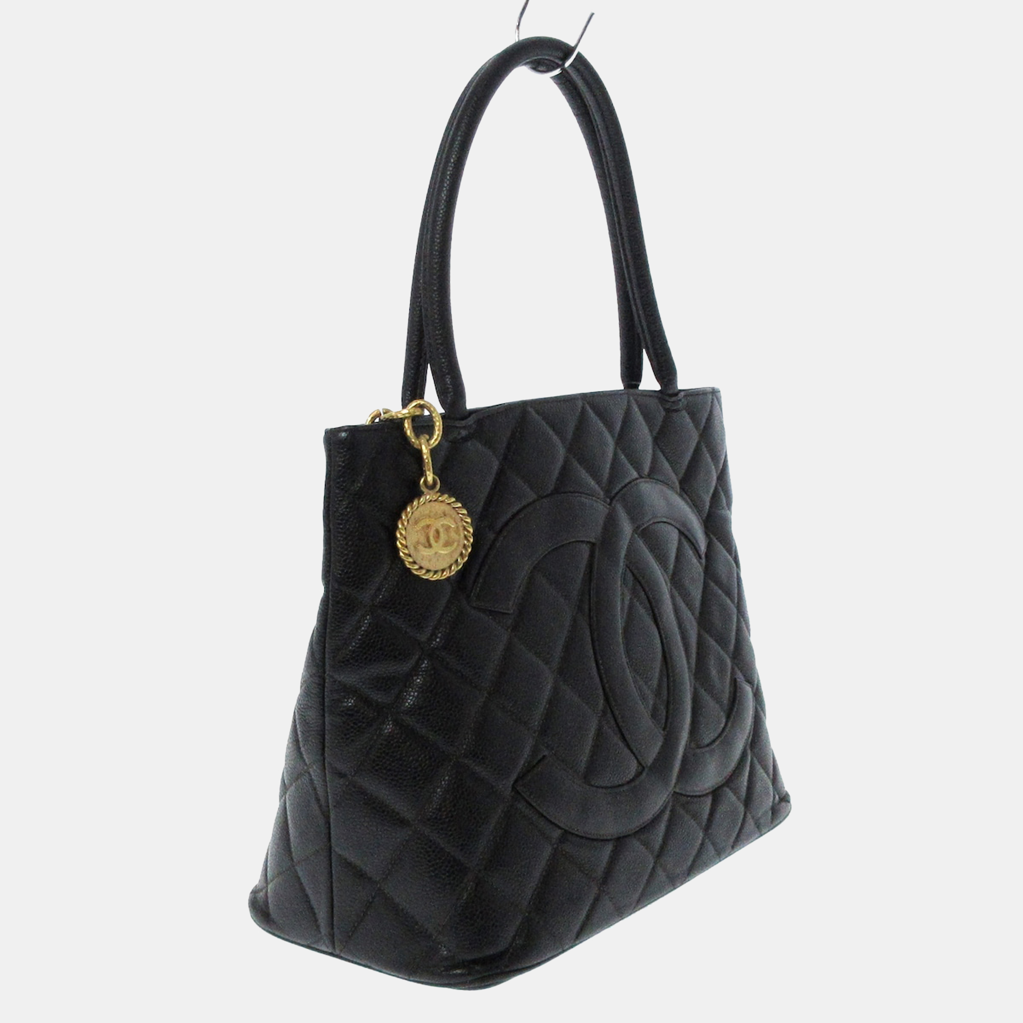 

Chanel Black Caviar Leather Medallion Tote Bag