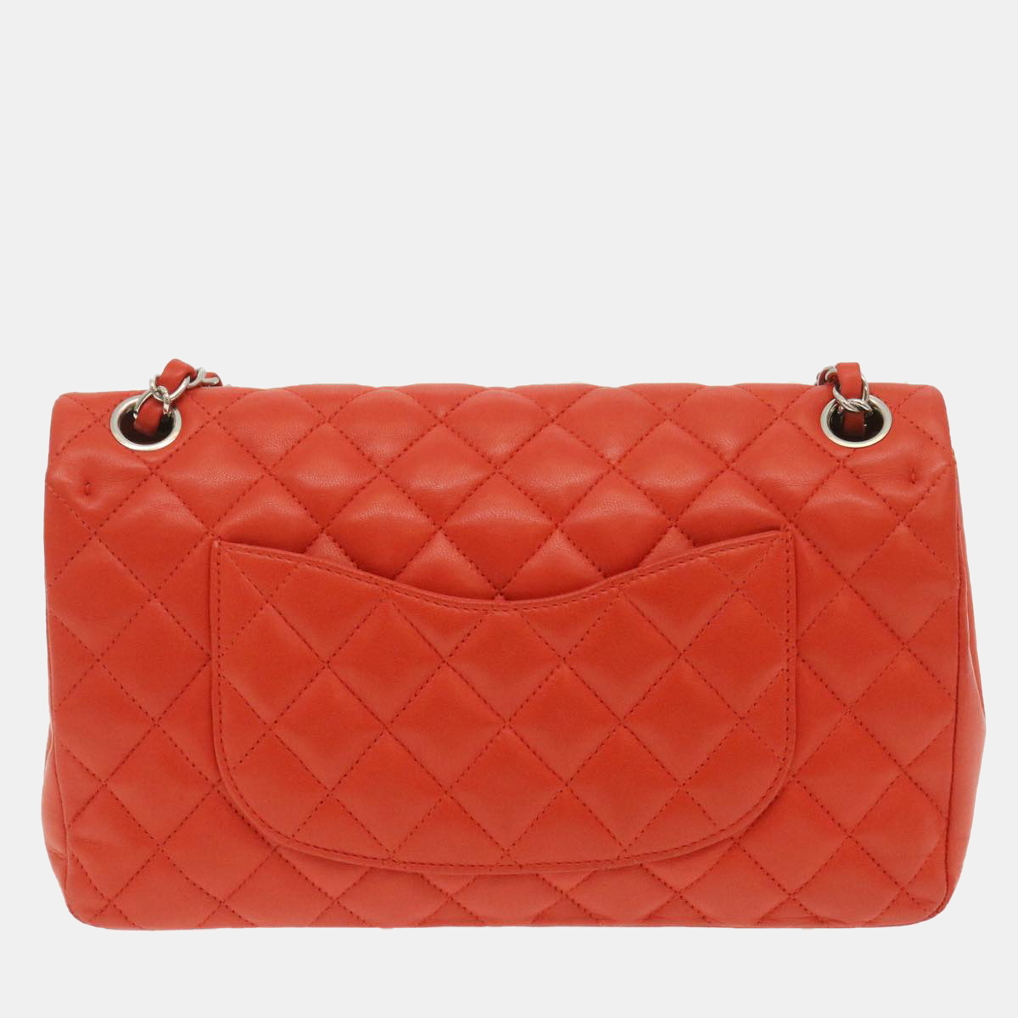 

Chanel Orange Leather Single Flap Bag