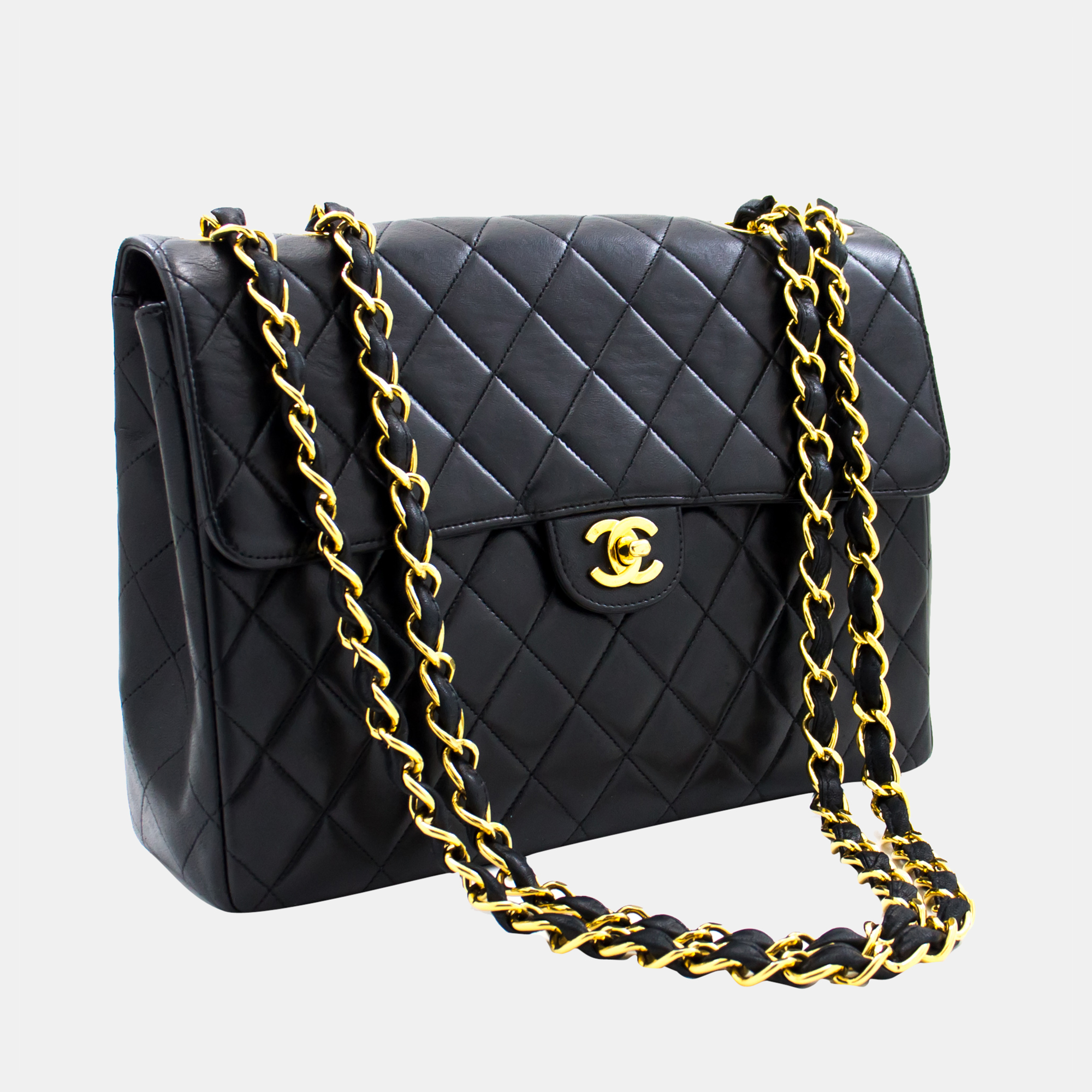 

Chanel Black Leather Vintage Jumbo Single Flap Bag