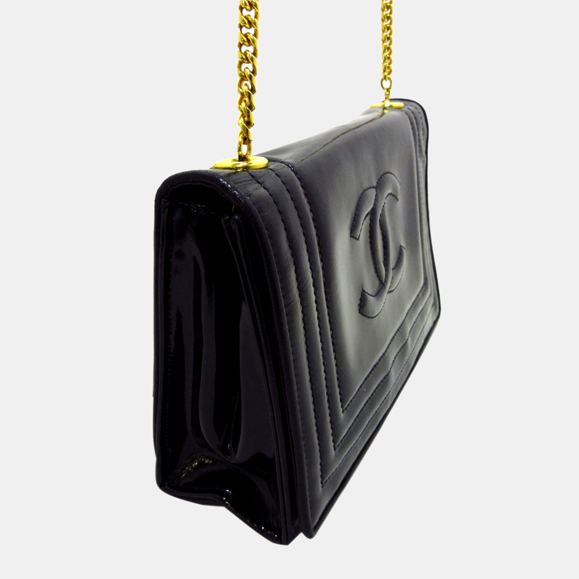 

Chanel Black CC Patent Flap Crossbody