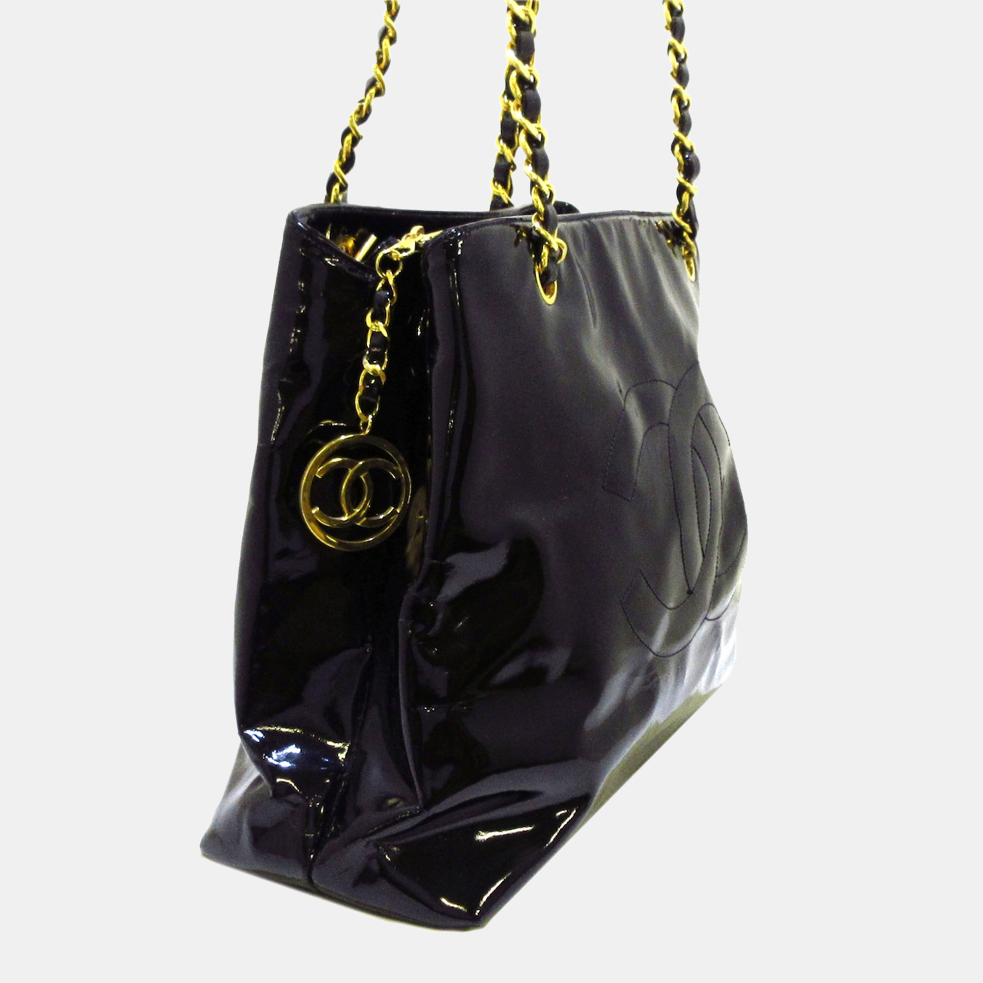 

Chanel Black Patent Tote Bag