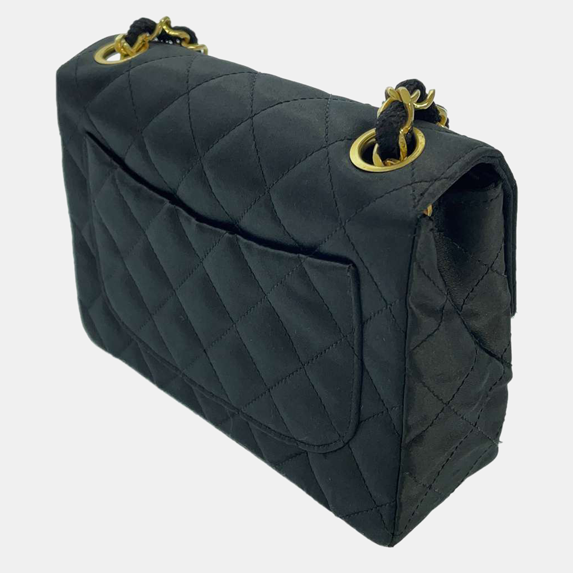 

Chanel Black Satin Mini Square Flap Bag