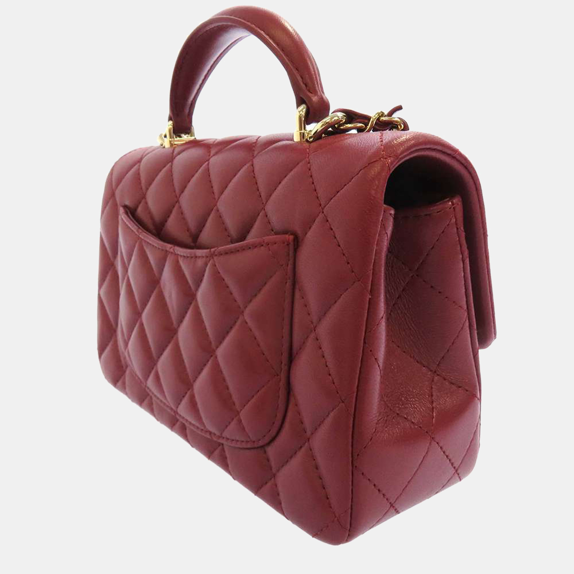 

Chanel Red Leather Coco Top Handle Bag