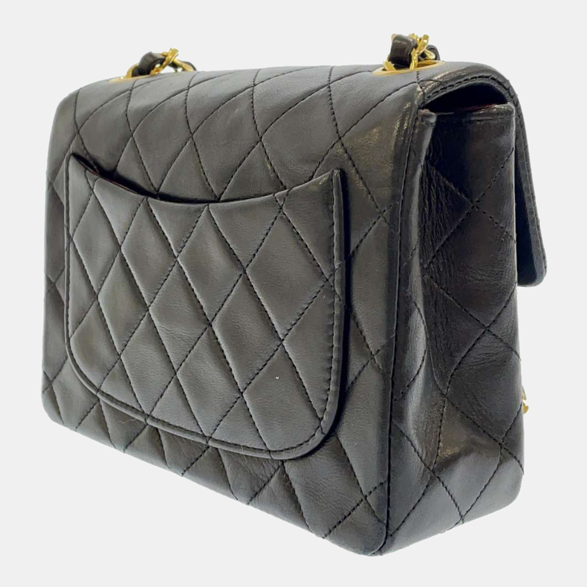 

Chanel Black Leather Square Mini Flap Bag