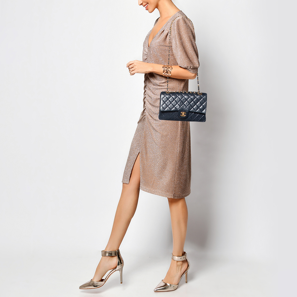 

Chanel Navy Blue Quilted Leather Medium Classic Double Flap Bag