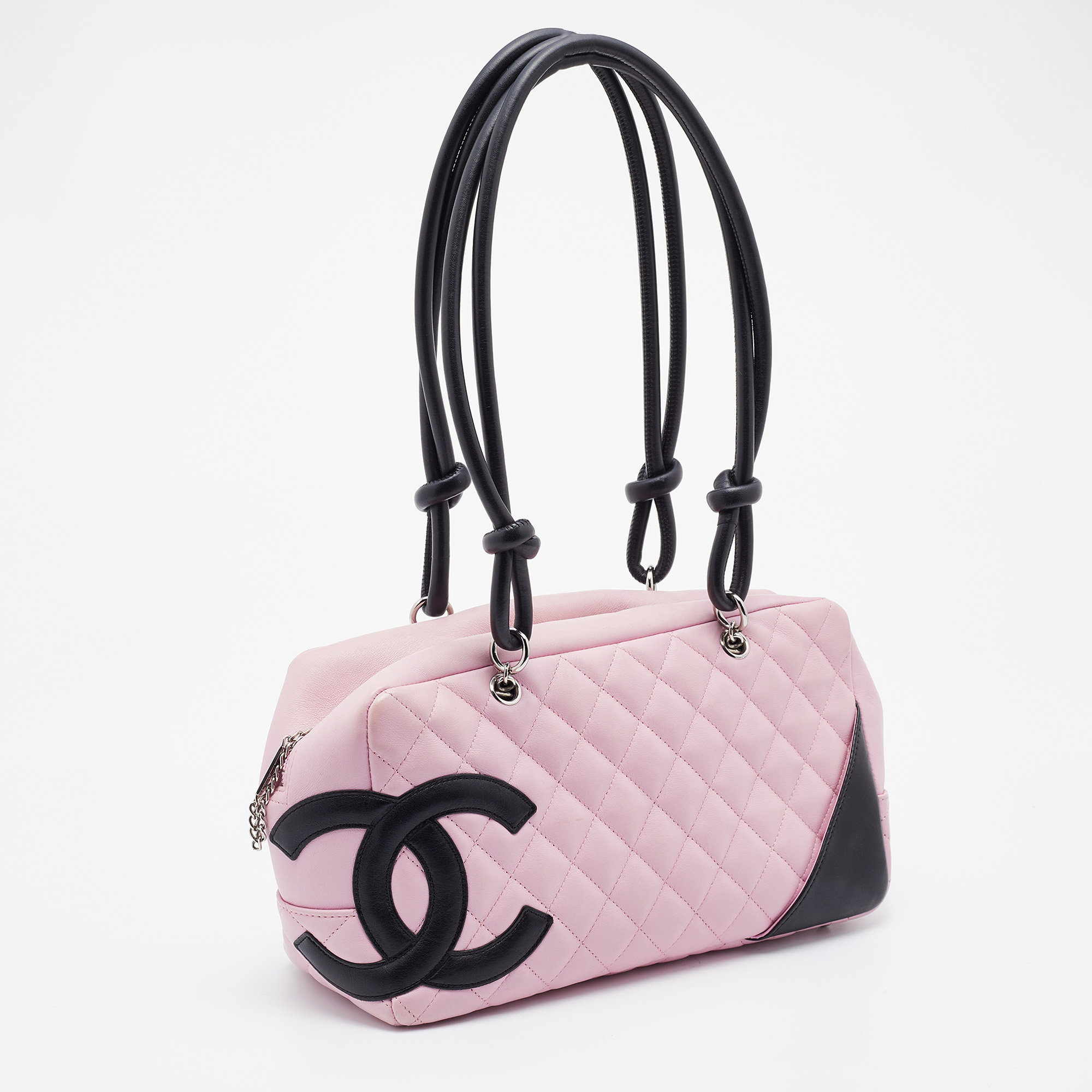 Chanel Pink/Black Quilted Leather CC Ligne Cambon Bag Chanel