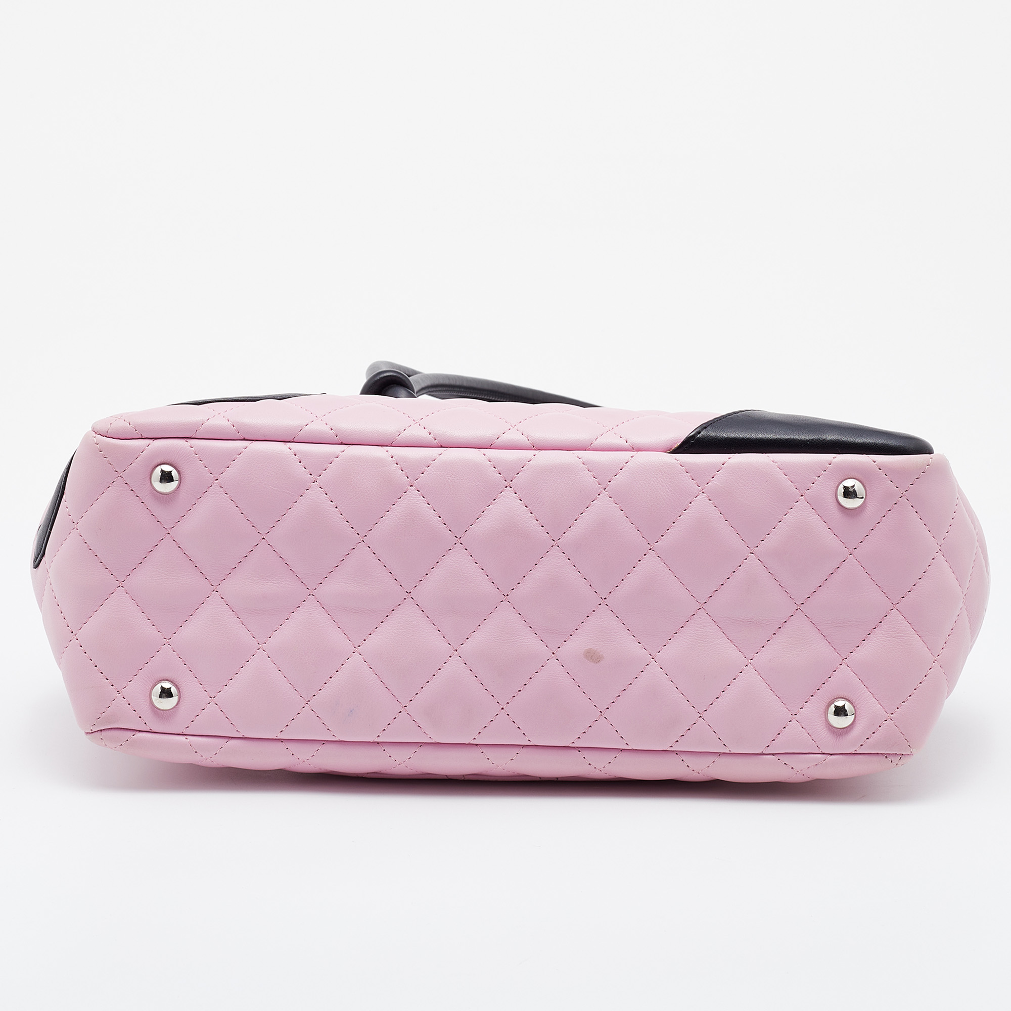 Black Calfskin Quilted Small Cambon Bowler Silver Hardware (Pink Inter