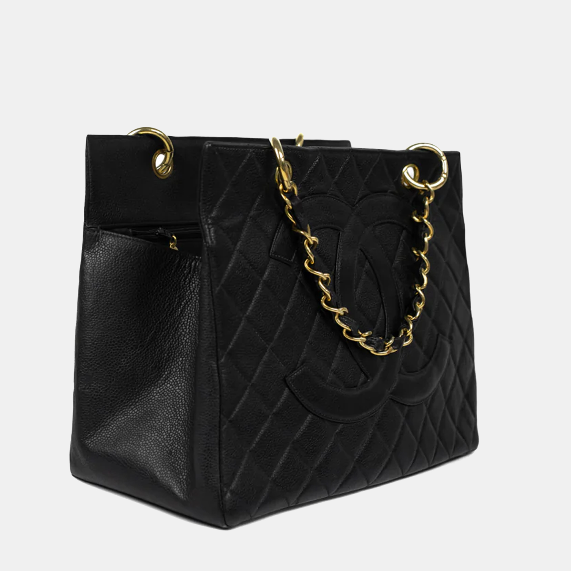 

Chanel Black Leather CC Tote Handbag