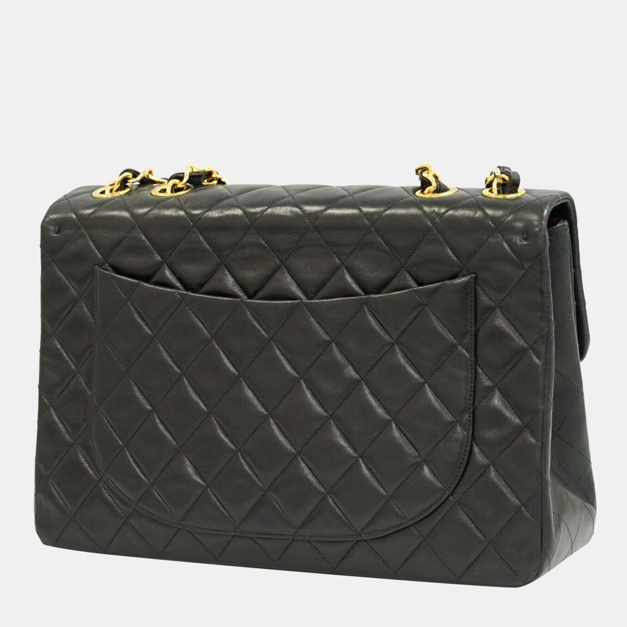 

Chanel Black Lambskin Leather Vintage Single Flap Bag