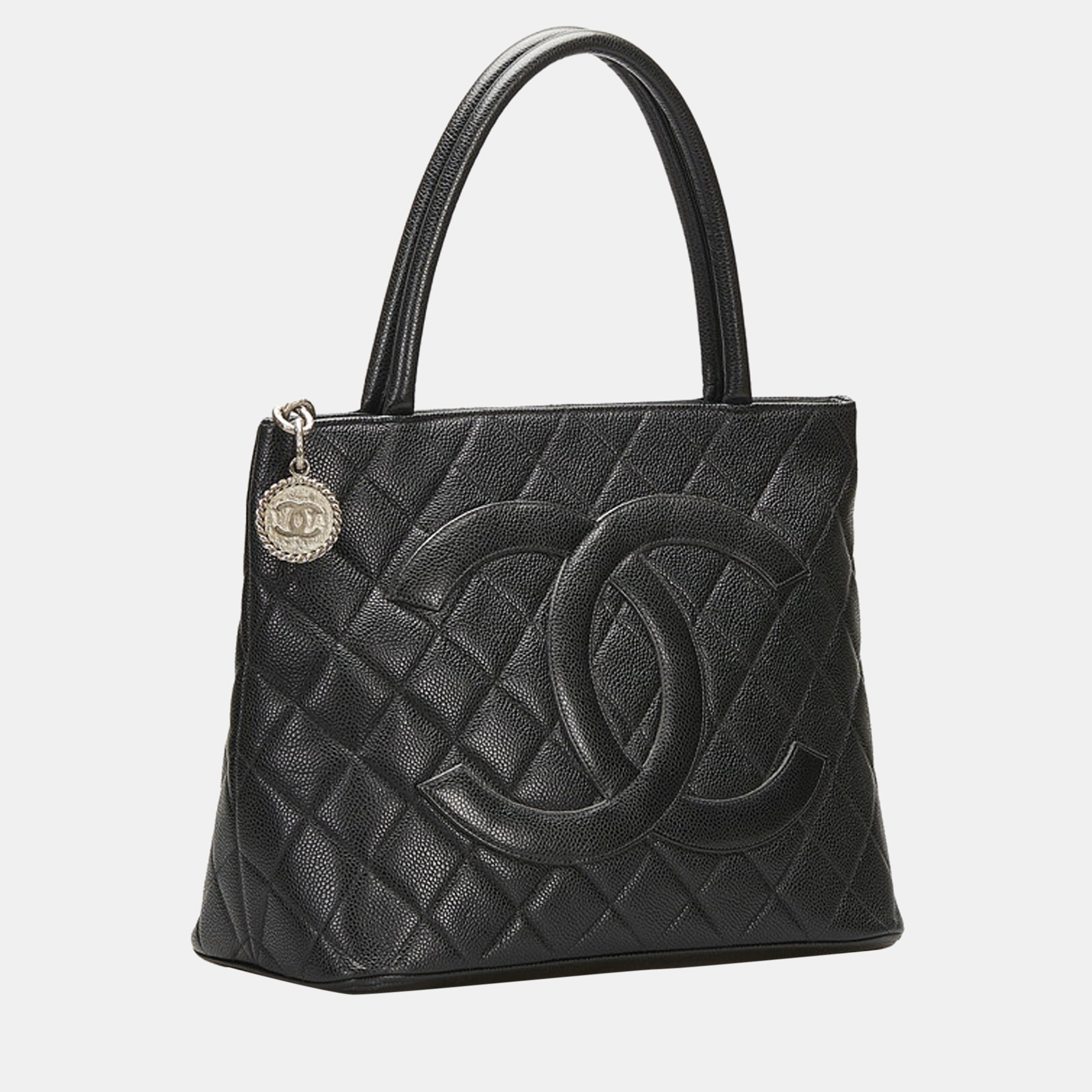 

Chanel Black Caviar Leather Medallion Tote Bag