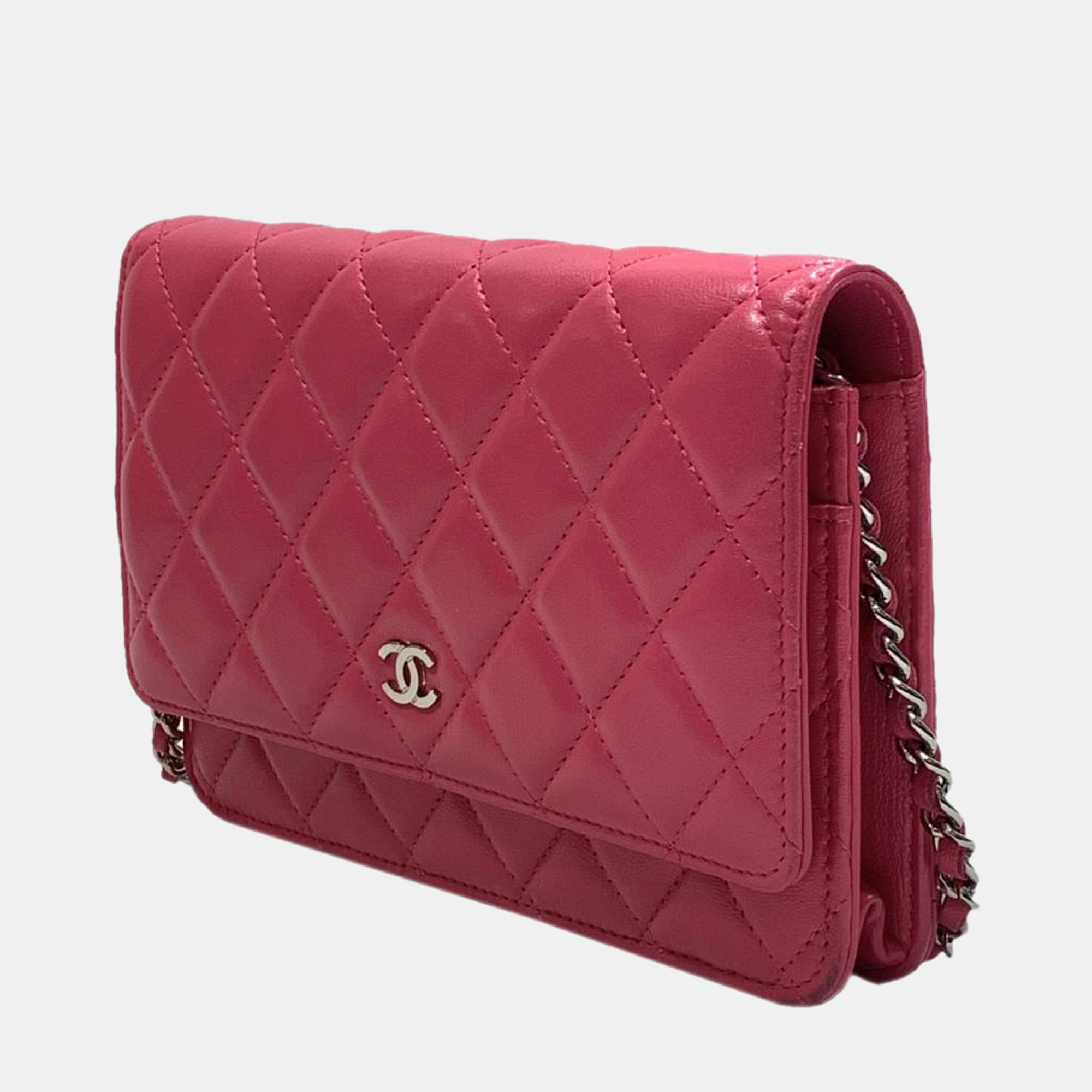 

Chanel Pink Classic Quilted Leather Wallet on Chain