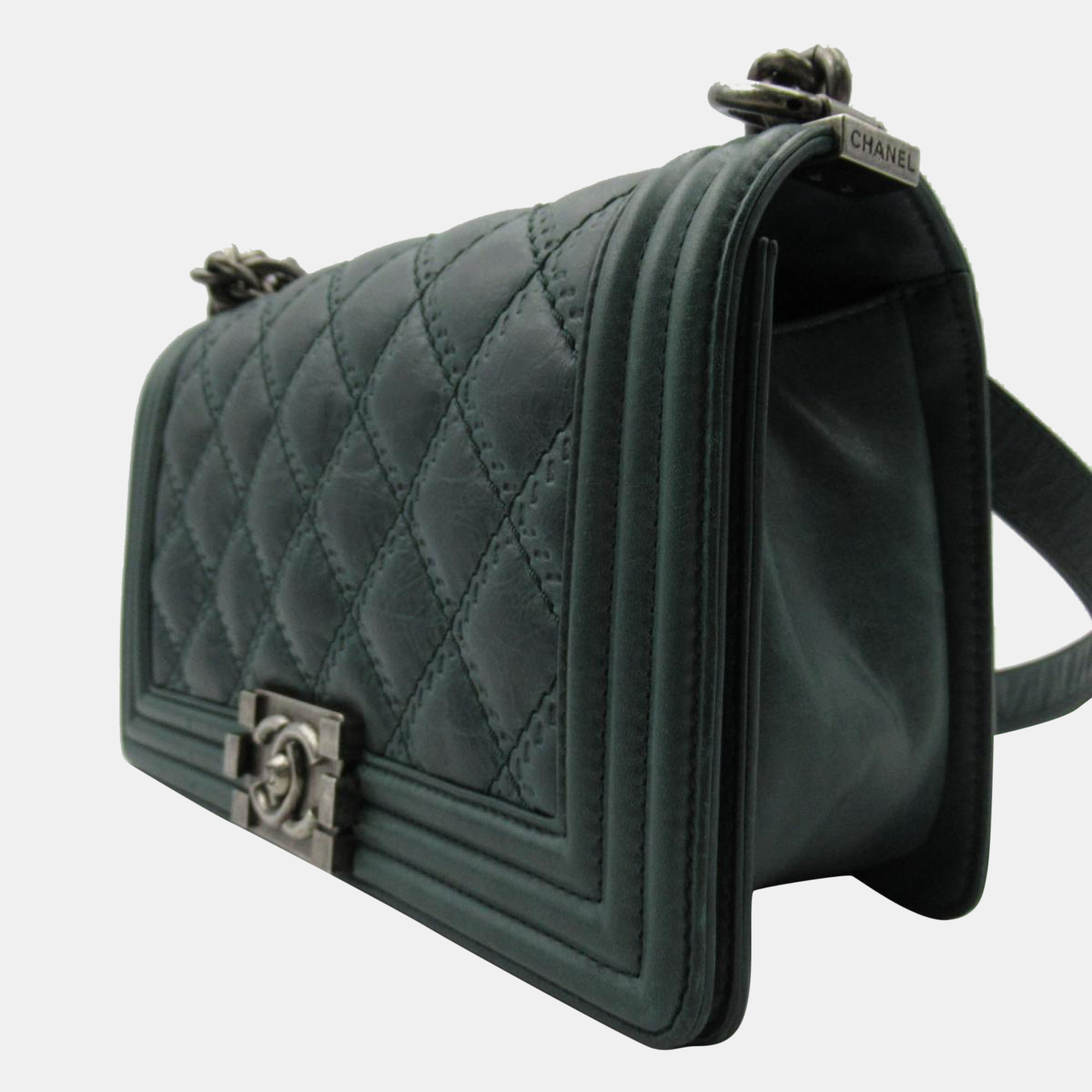 

Chanel Green Quilted Leather Boy Flap Bag