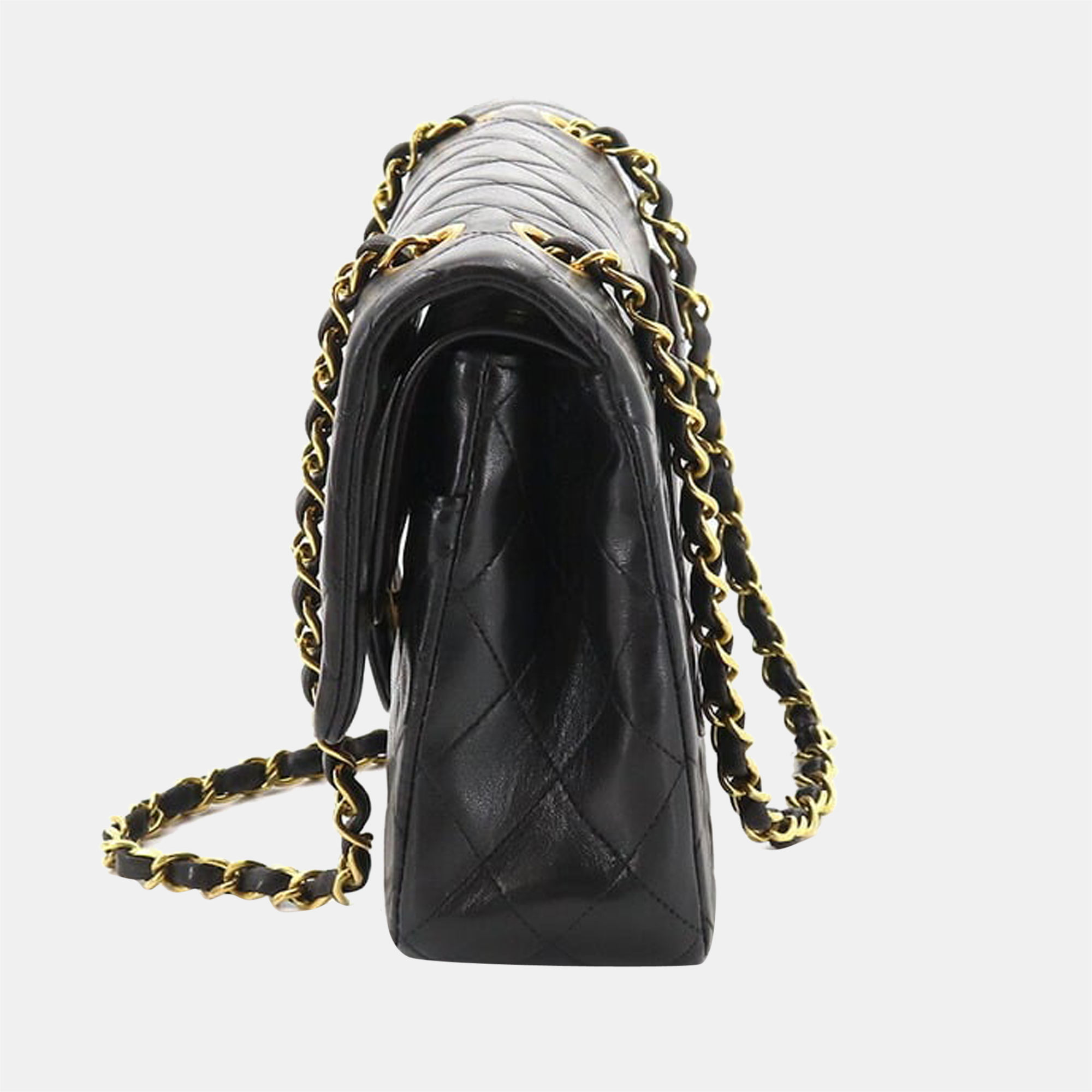 

Chanel Black Leather  Vintage Classic Double Flap Shoulder Bag