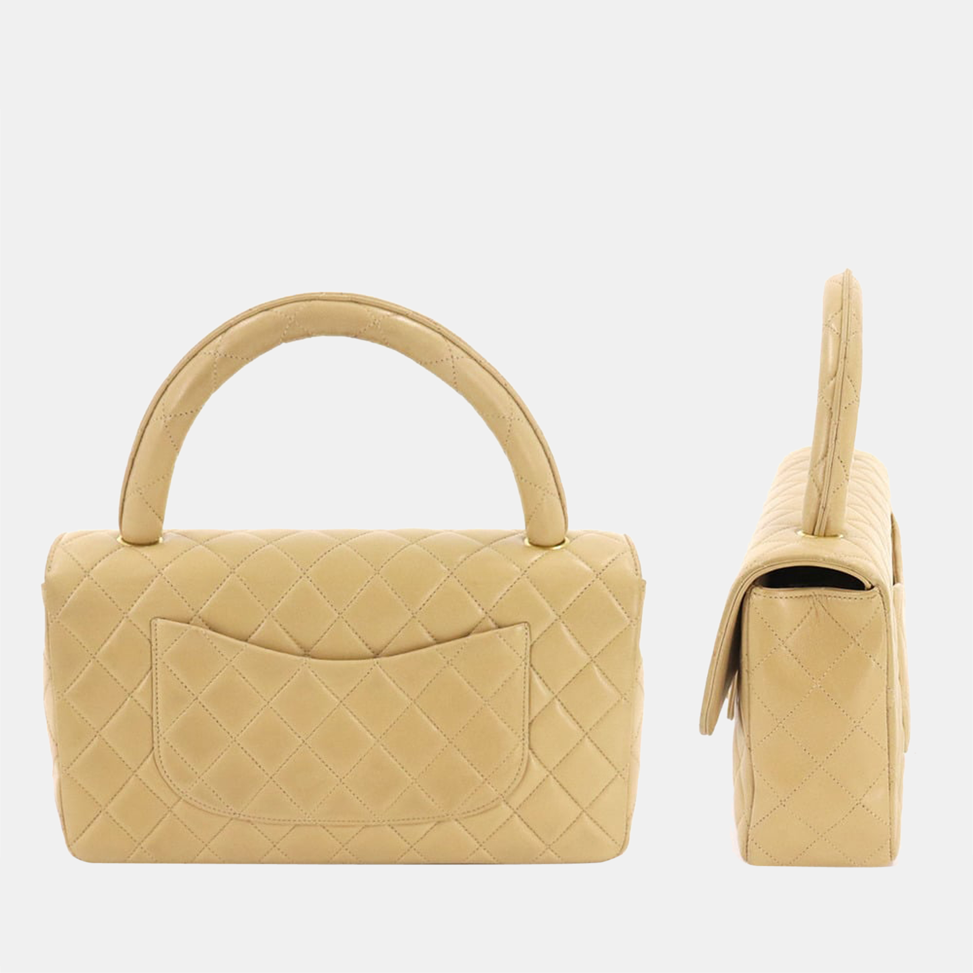 

Chanel Beige Leather Vintage Classic Medium Kelly Flap Bag Set