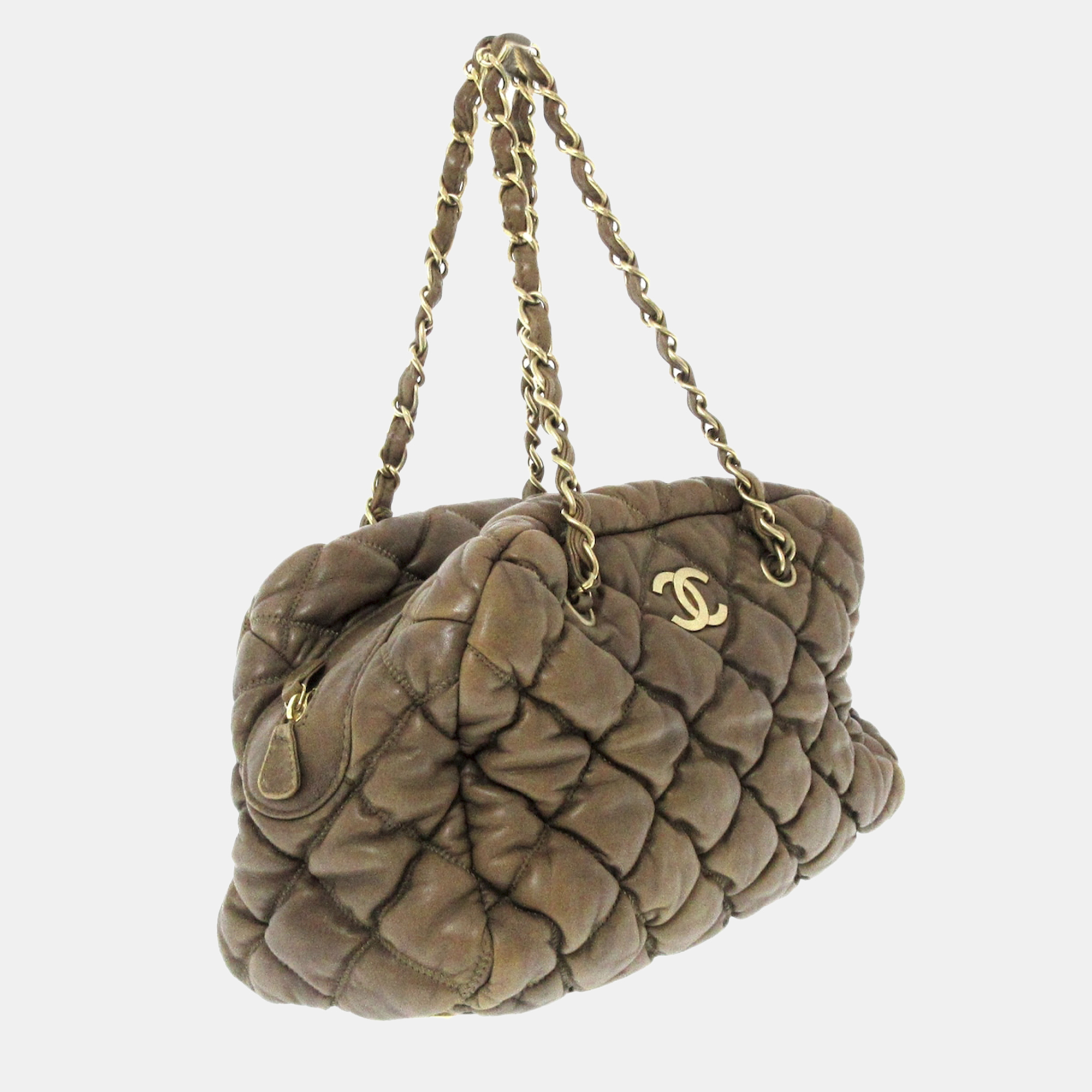 

Chanel Brown Bubble Quilt Bowling Bag