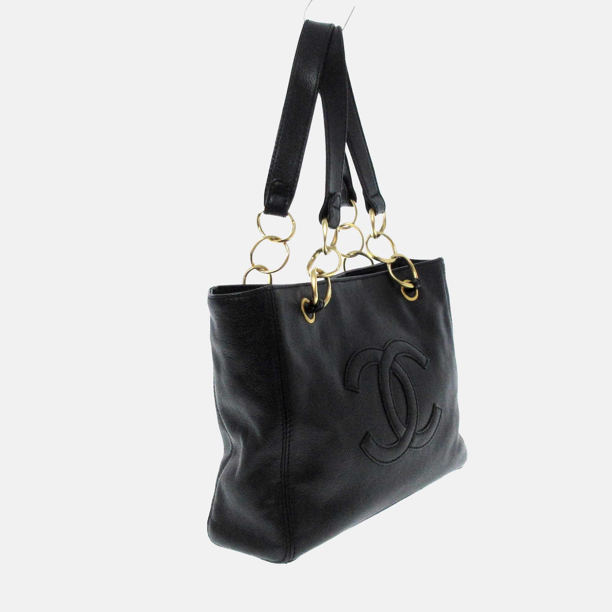 

Chanel Black Leather Petite Shopping Tote Bag