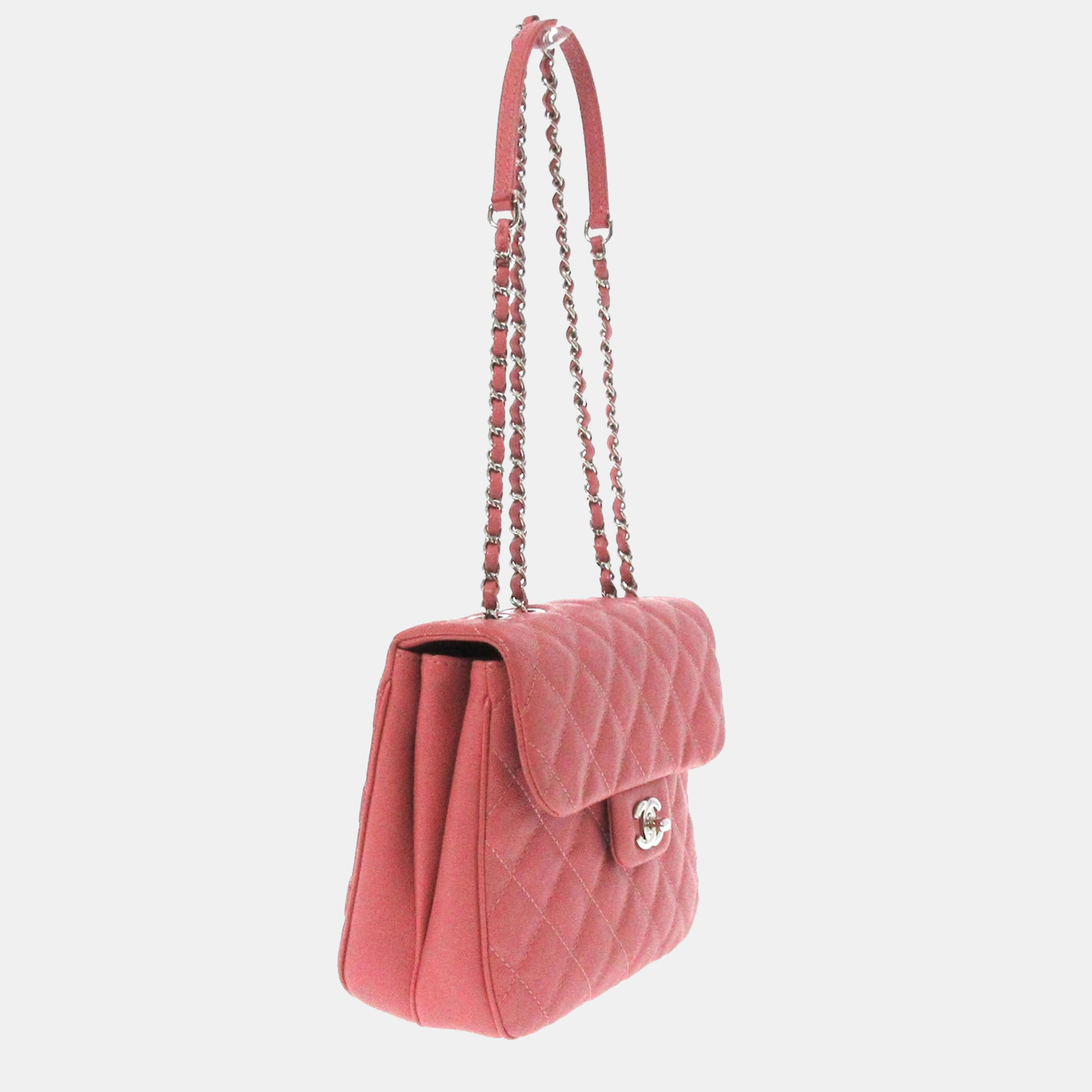 

Chanel Pink Leather Mini Square Flap Bag