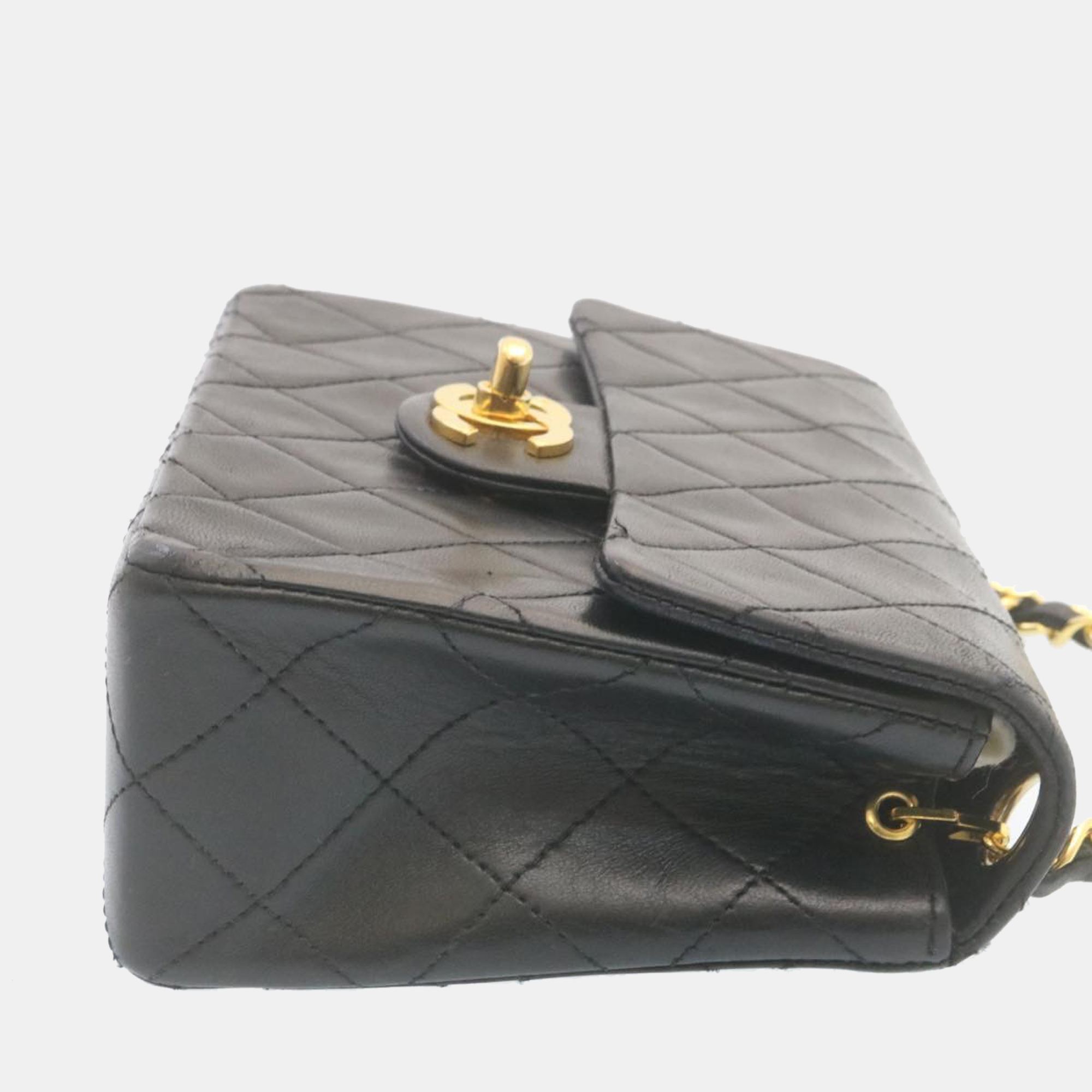 

Chanel Black Leather Square Mini Flap Bag
