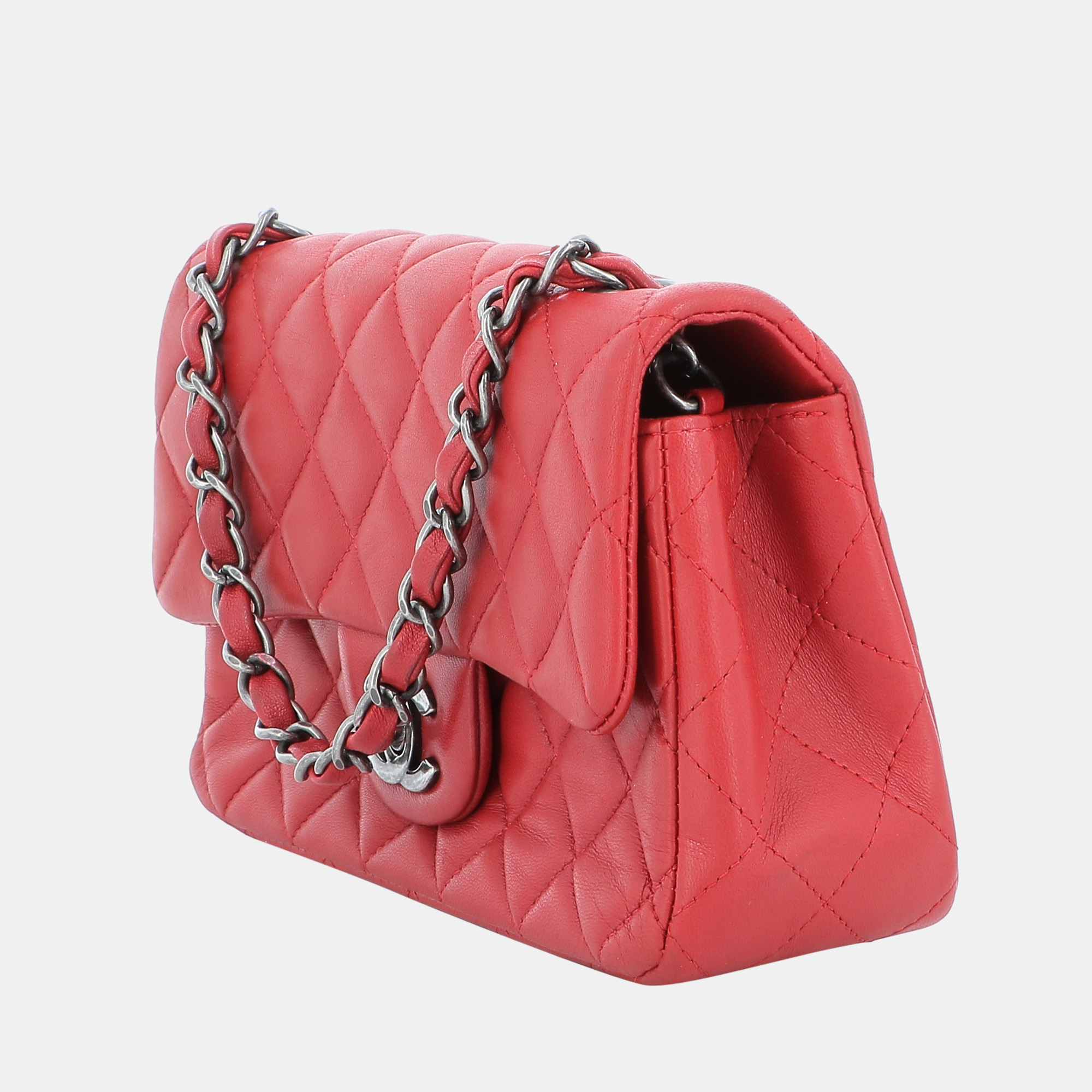 

Chanel Red Leather Rectangular mini flap Bag
