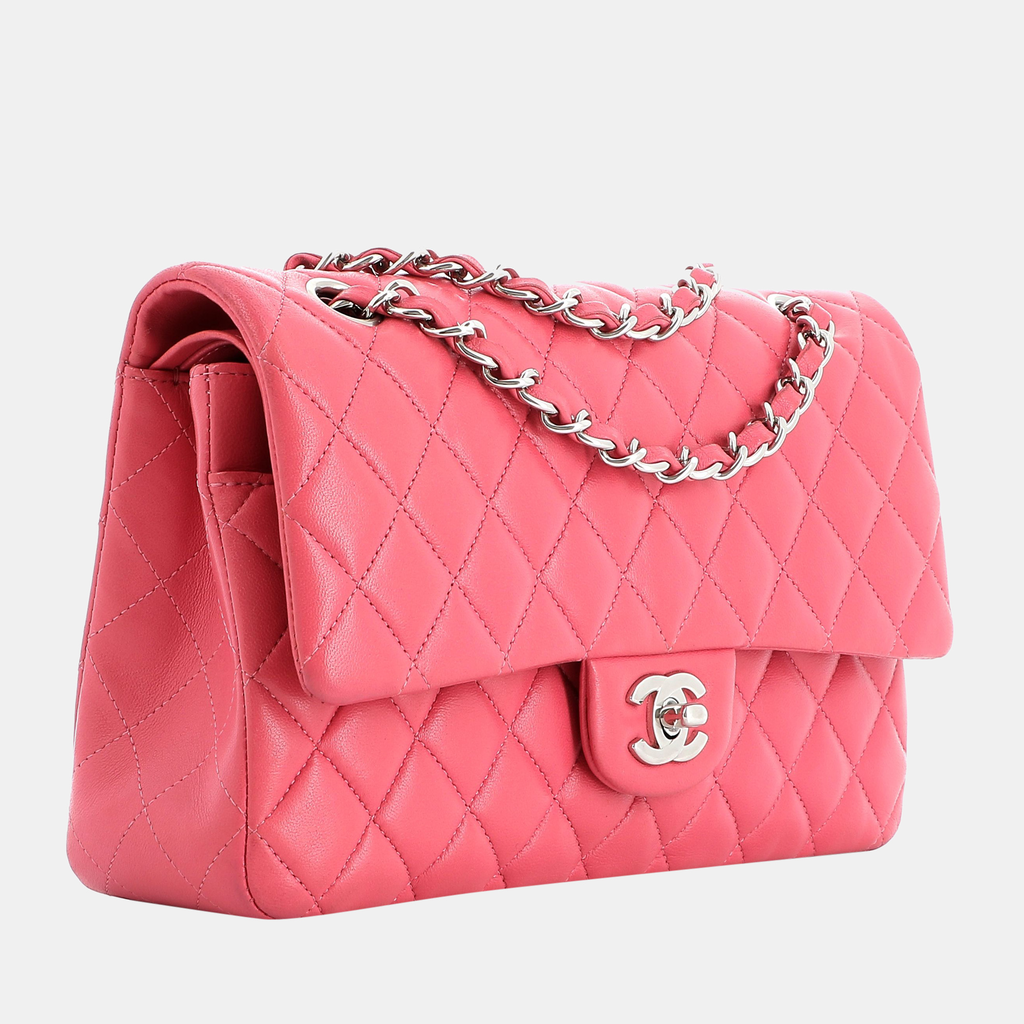 

Chanel Pink Leather Classic Double Flap Bag
