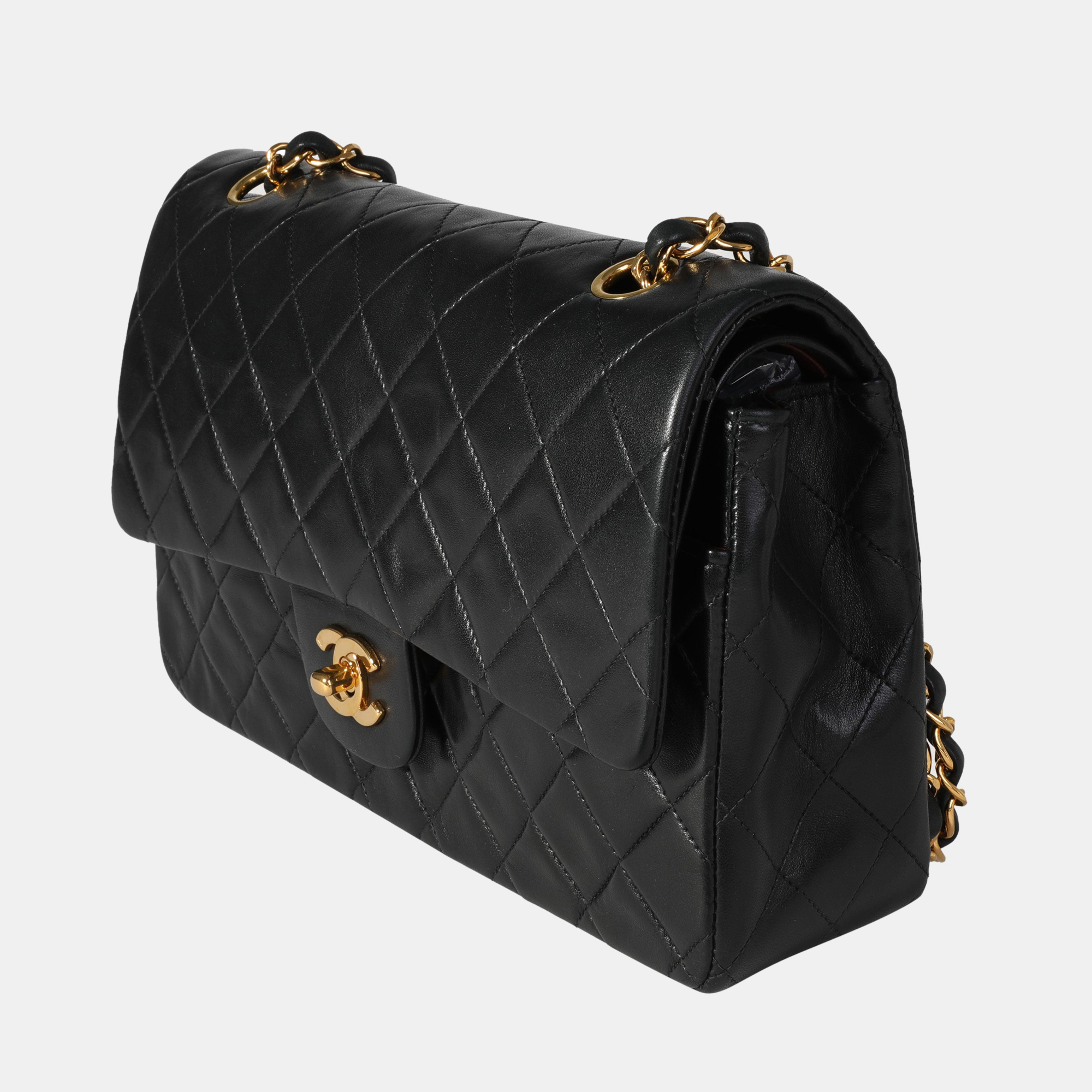 

Chanel Black Lambskin Leather  Classic Double Flap Shoulder Bag