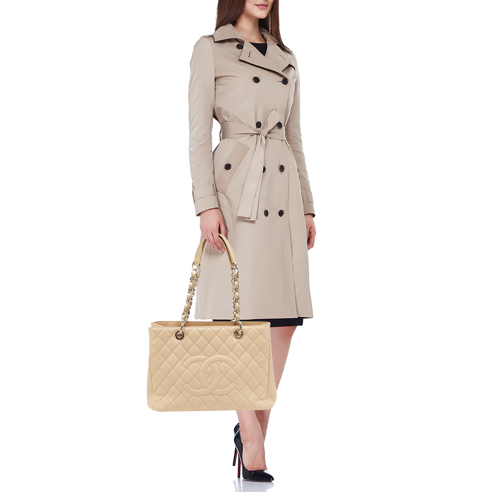 

Chanel Beige Quilted Caviar Leather GST Tote