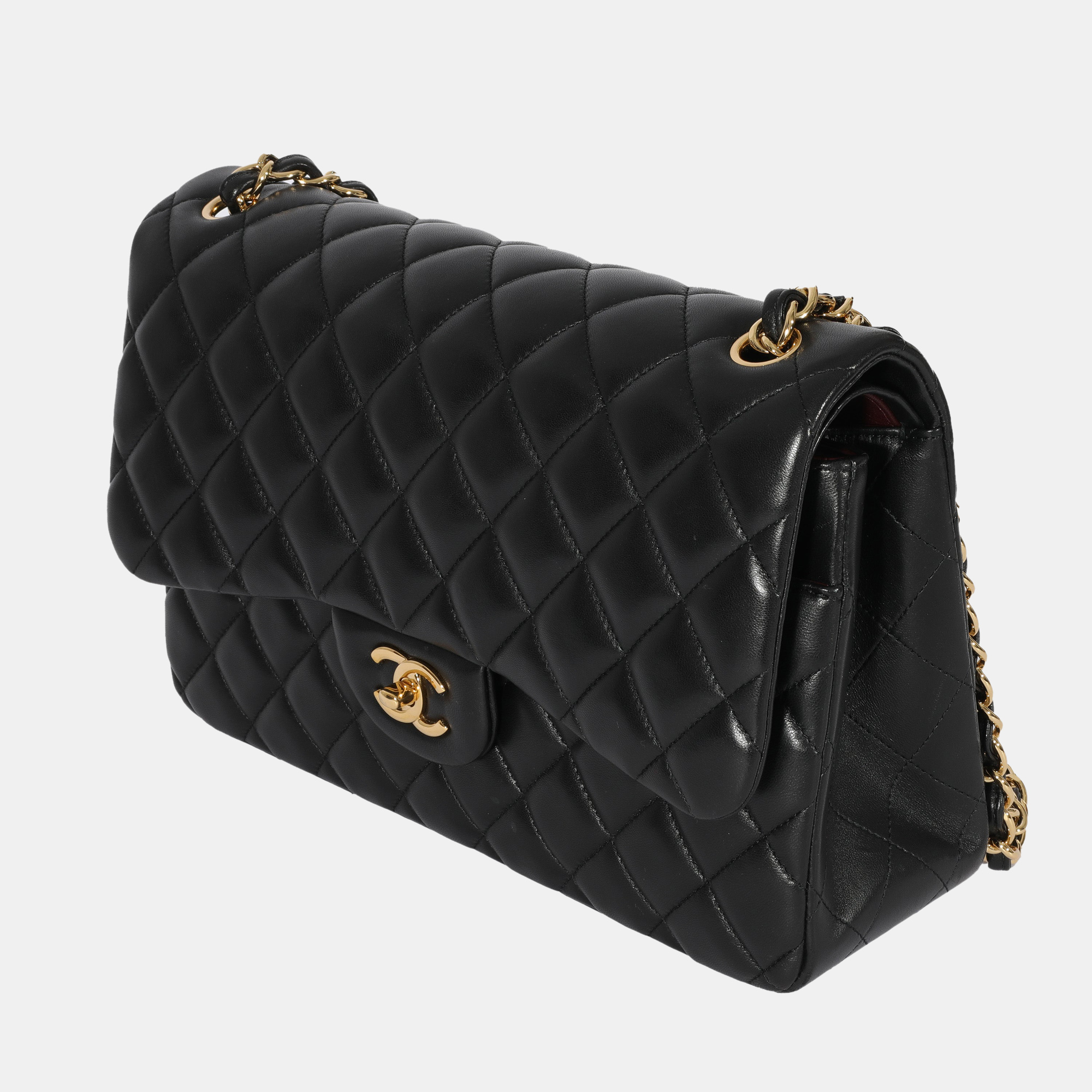 

Chanel Black Lambskin Leather Jumbo Classic Double Flap Shoulder Bag