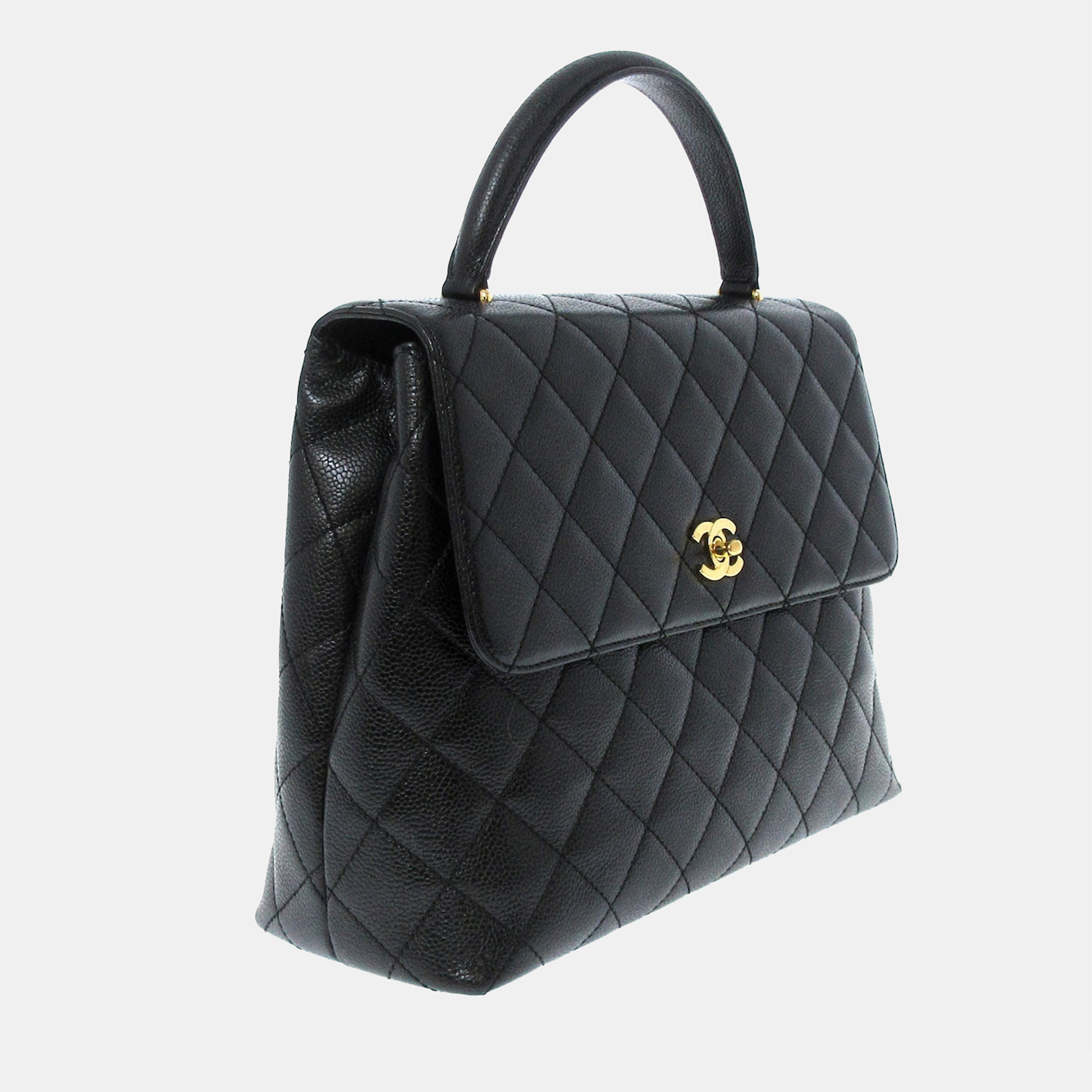 

Chanel Black Leather Coco Top Handle Bag