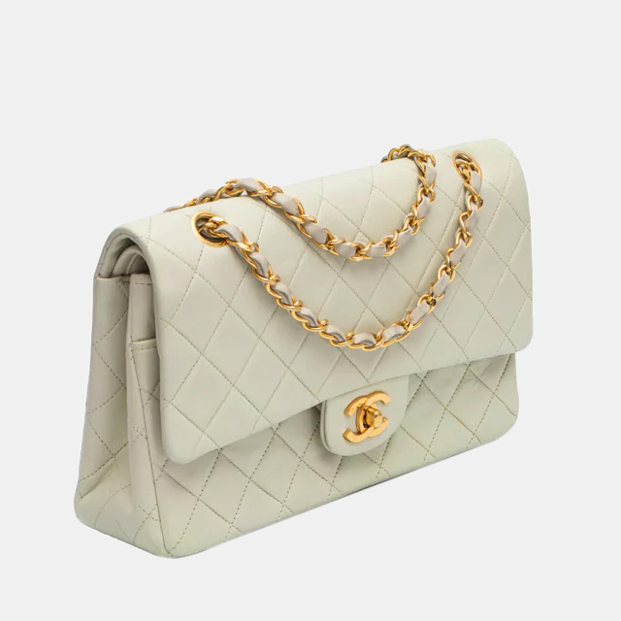 

Chanel White Leather Vintage Classic Double Flap bag