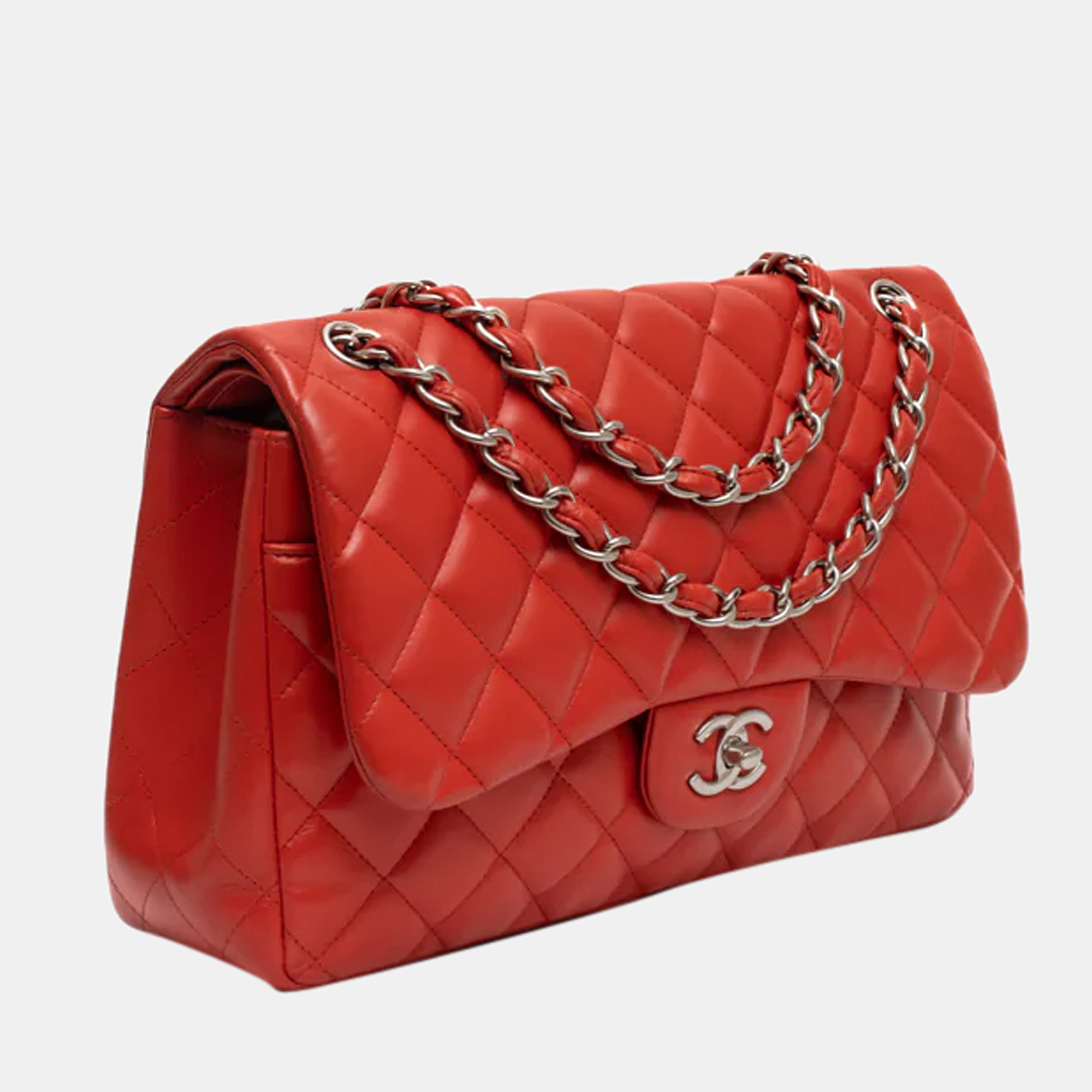

Chanel Red Leather Classic Jumbo Double Flap bag
