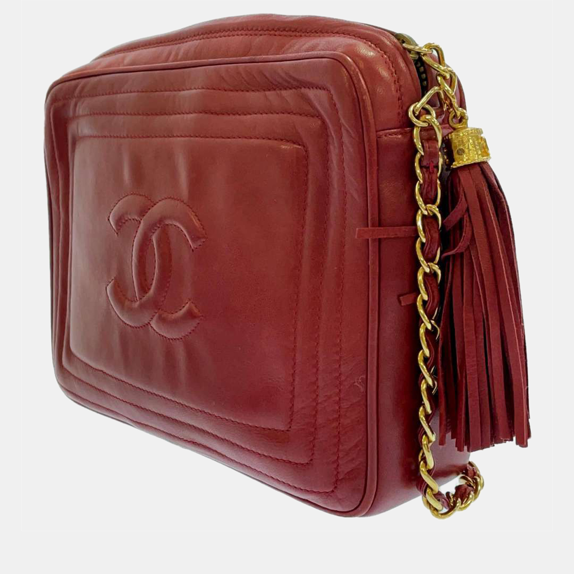 

Chanel Red Leather CC camera Bag