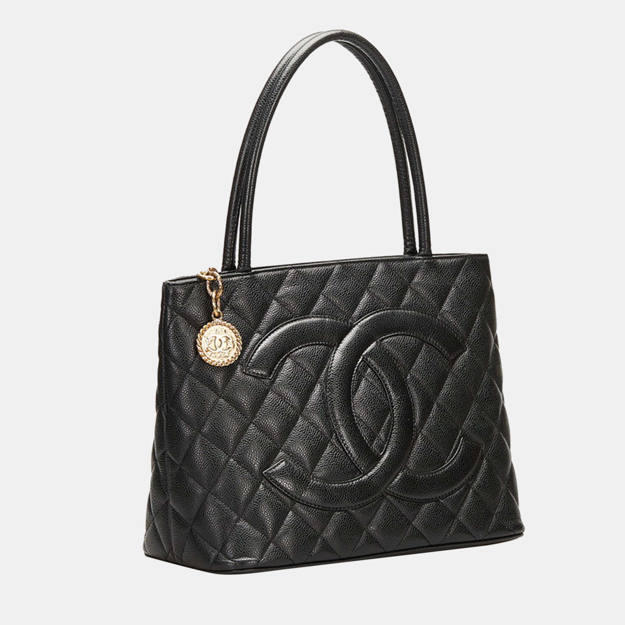 

Chanel Black Caviar Leather Medallion Tote Bag