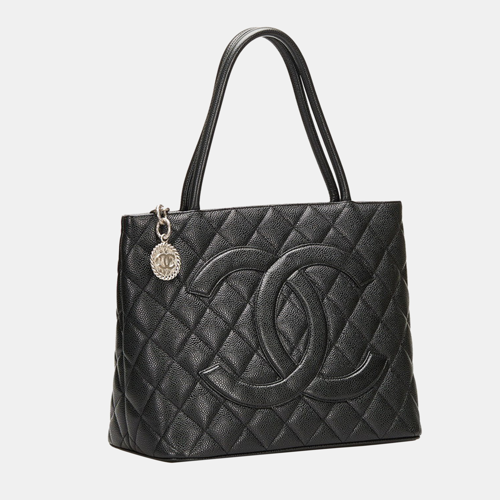

Chanel Black Caviar Leather Medallion Tote Bag