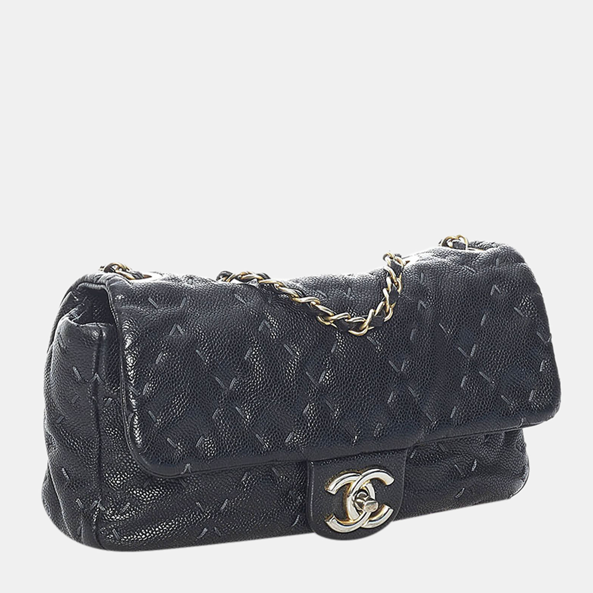 

Chanel Black Caviar leather Wild Stitch Flap Bag