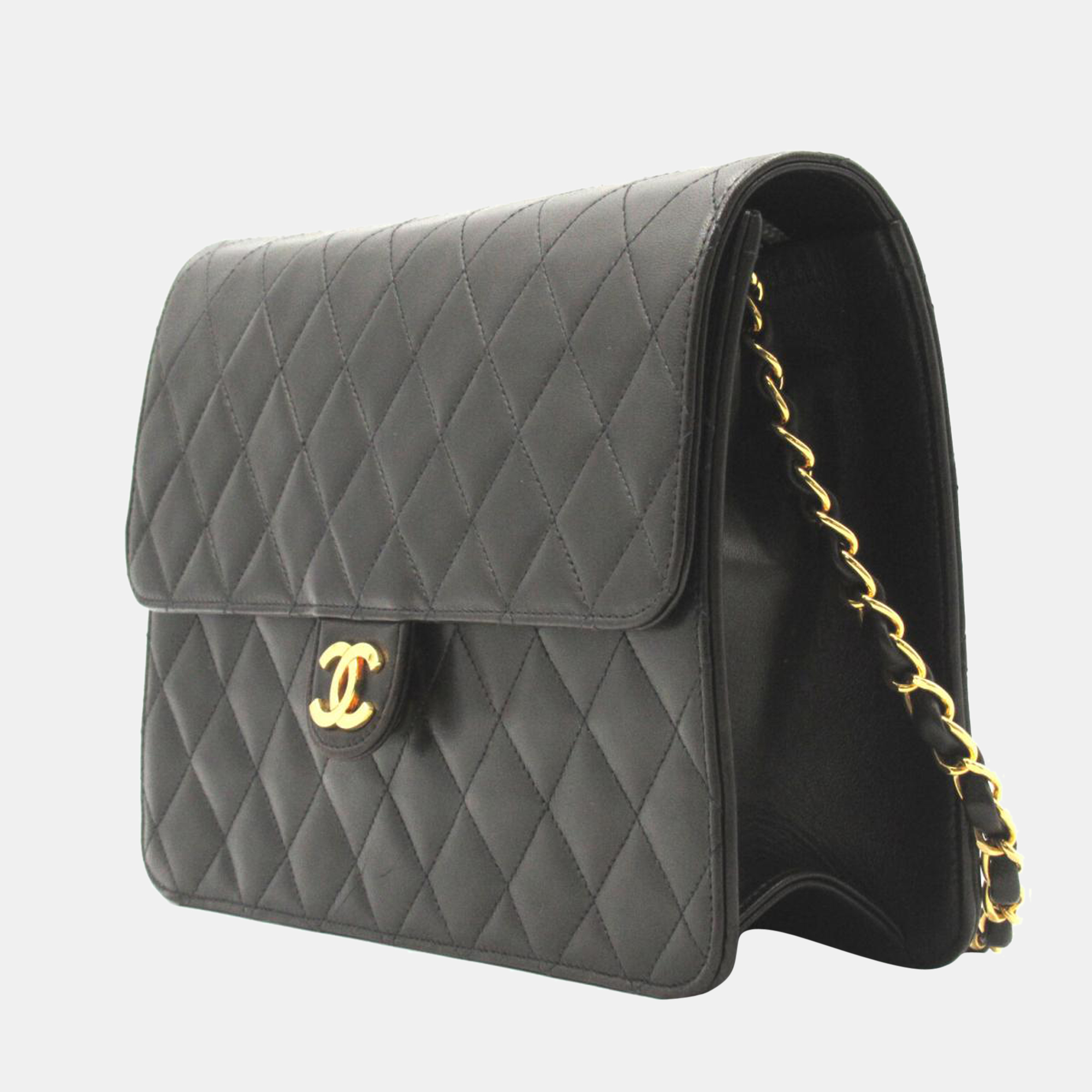 

Chanel Black Lambskin Leather Single Flap Bag