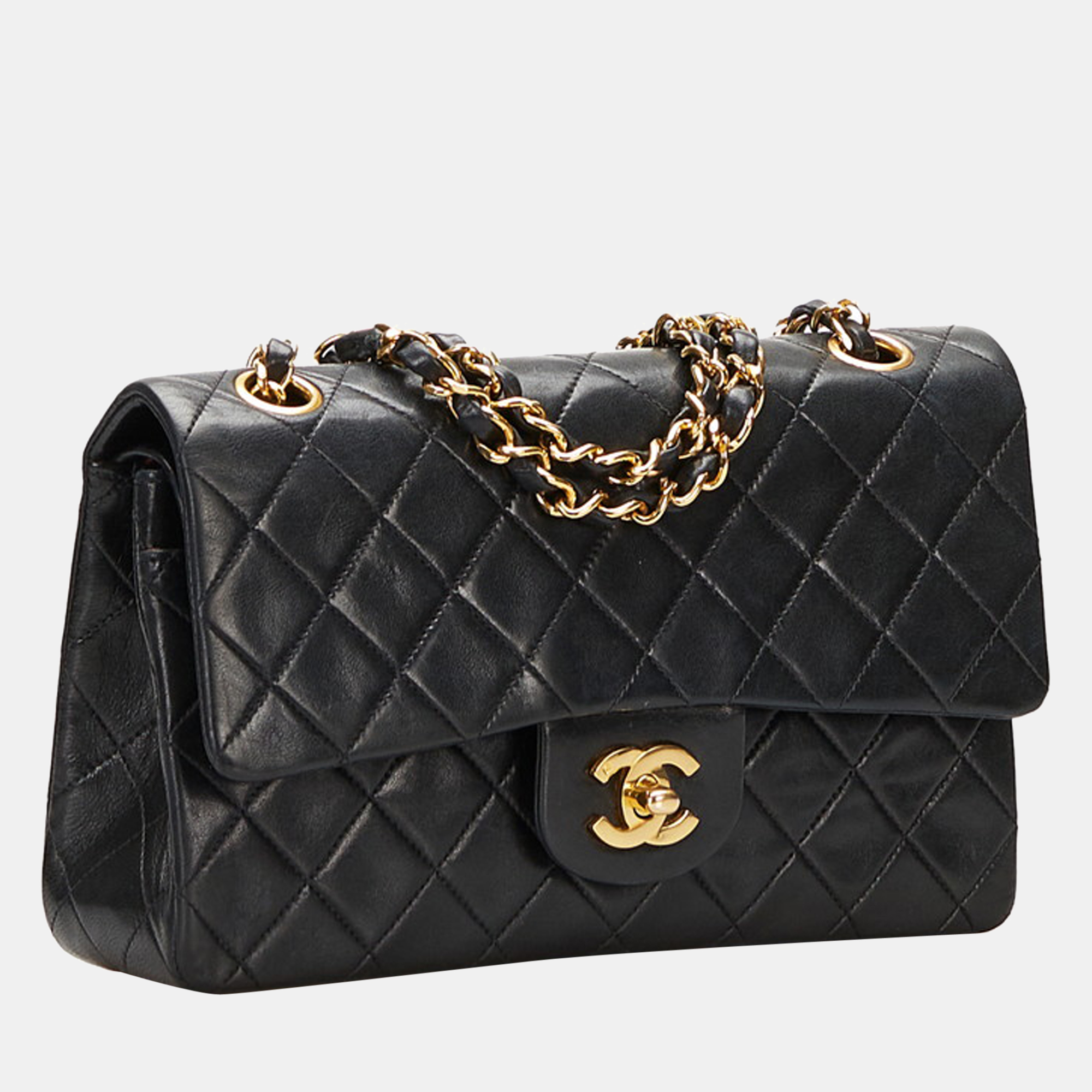

Chanel Black lambskin Leather Small Classic Double Flap Bag