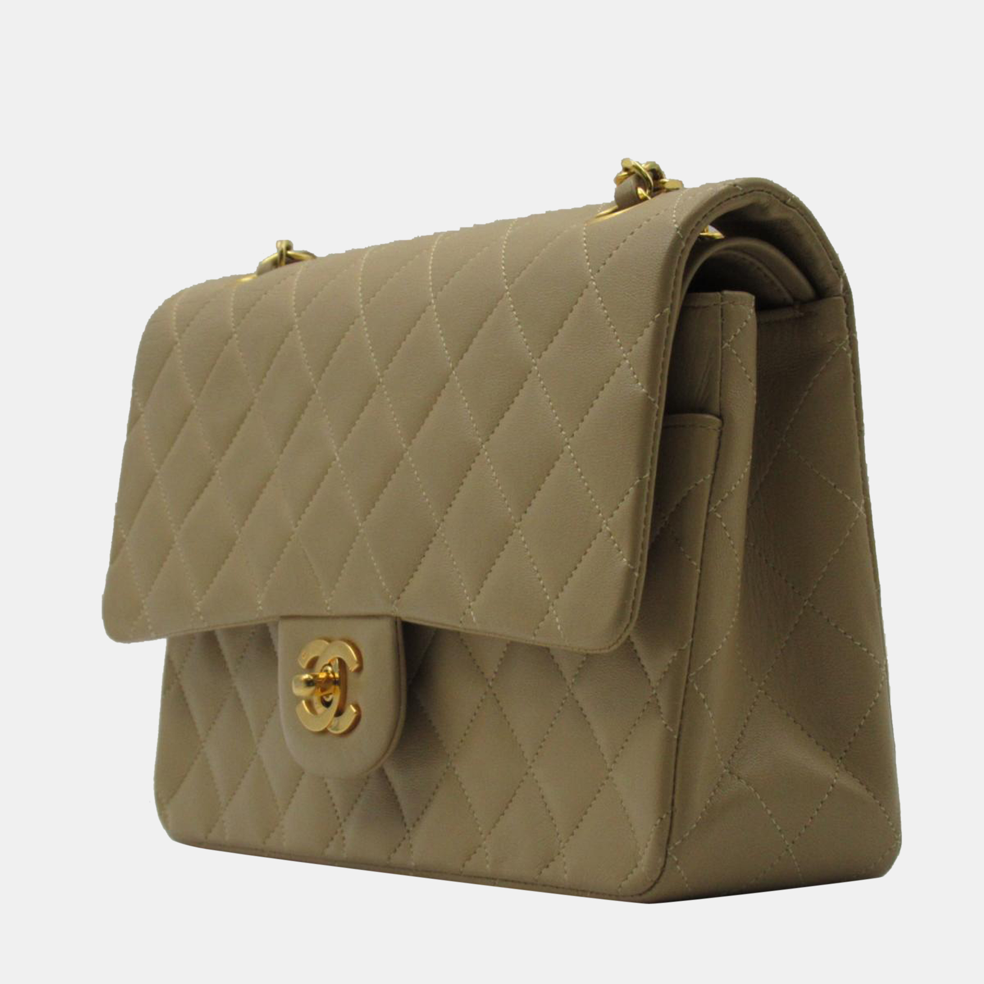 

Chanel Beige Lambskin Medium Classic Double Flap Bag