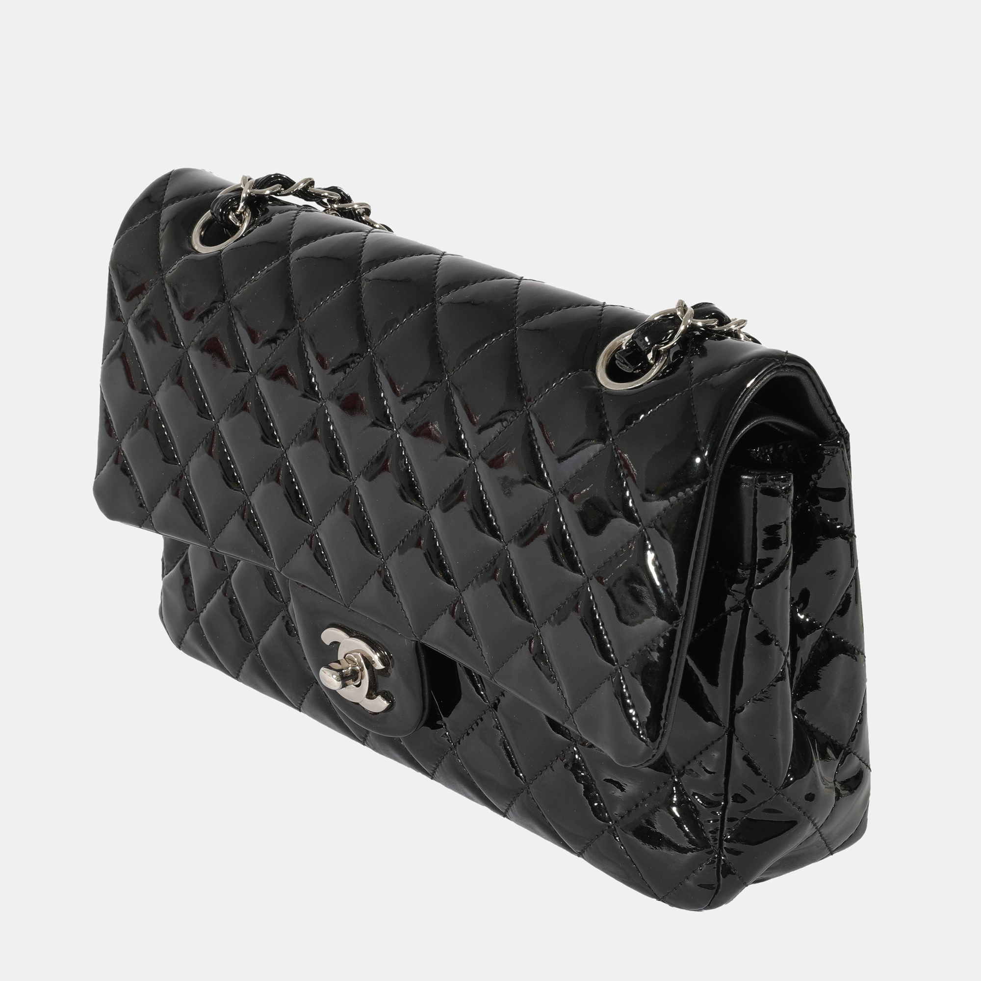 

Chanel Black Patent Leather Medium Classic Flap Bag