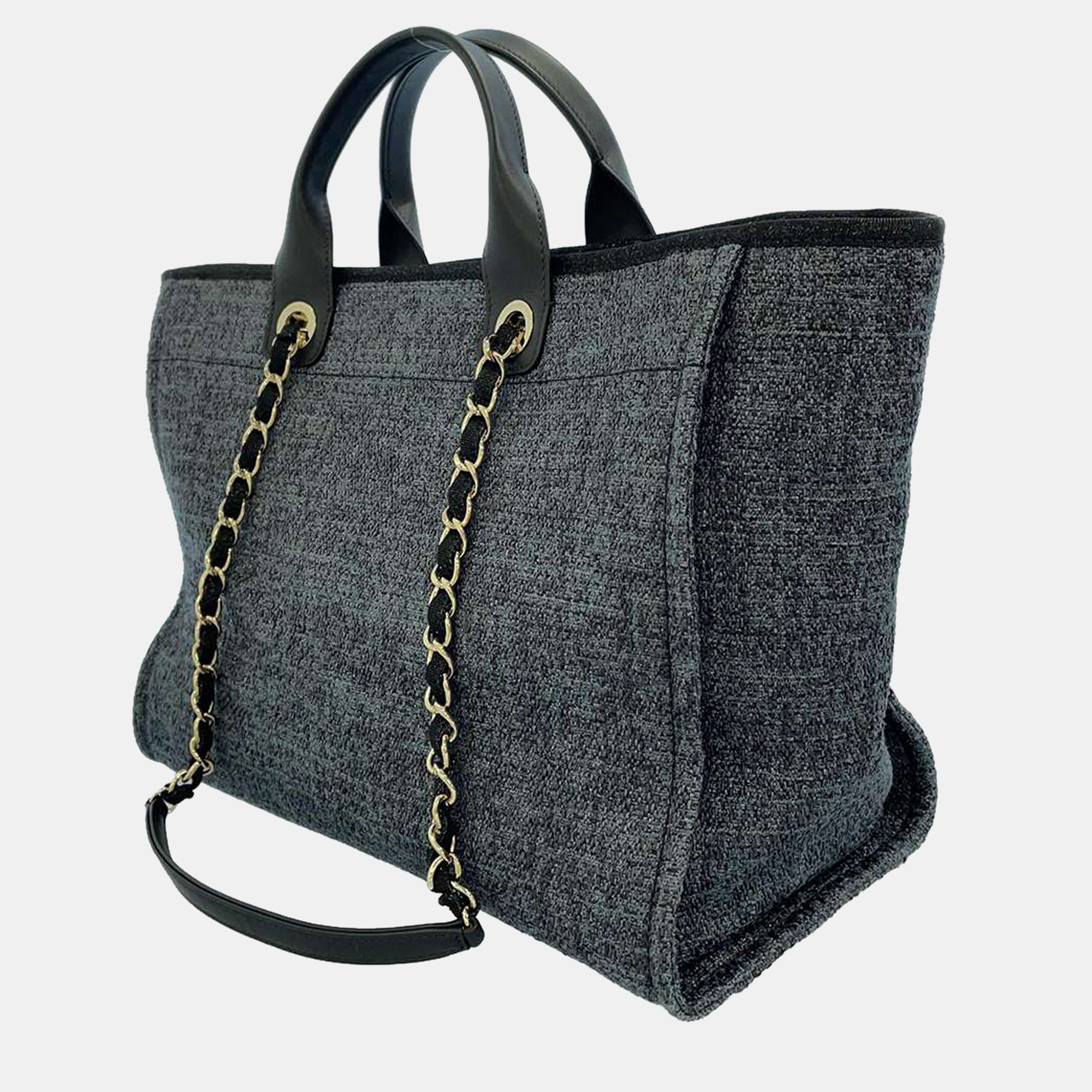 

Chanel Black/Grey Denim Medium Deauville Shopper Tote Bag