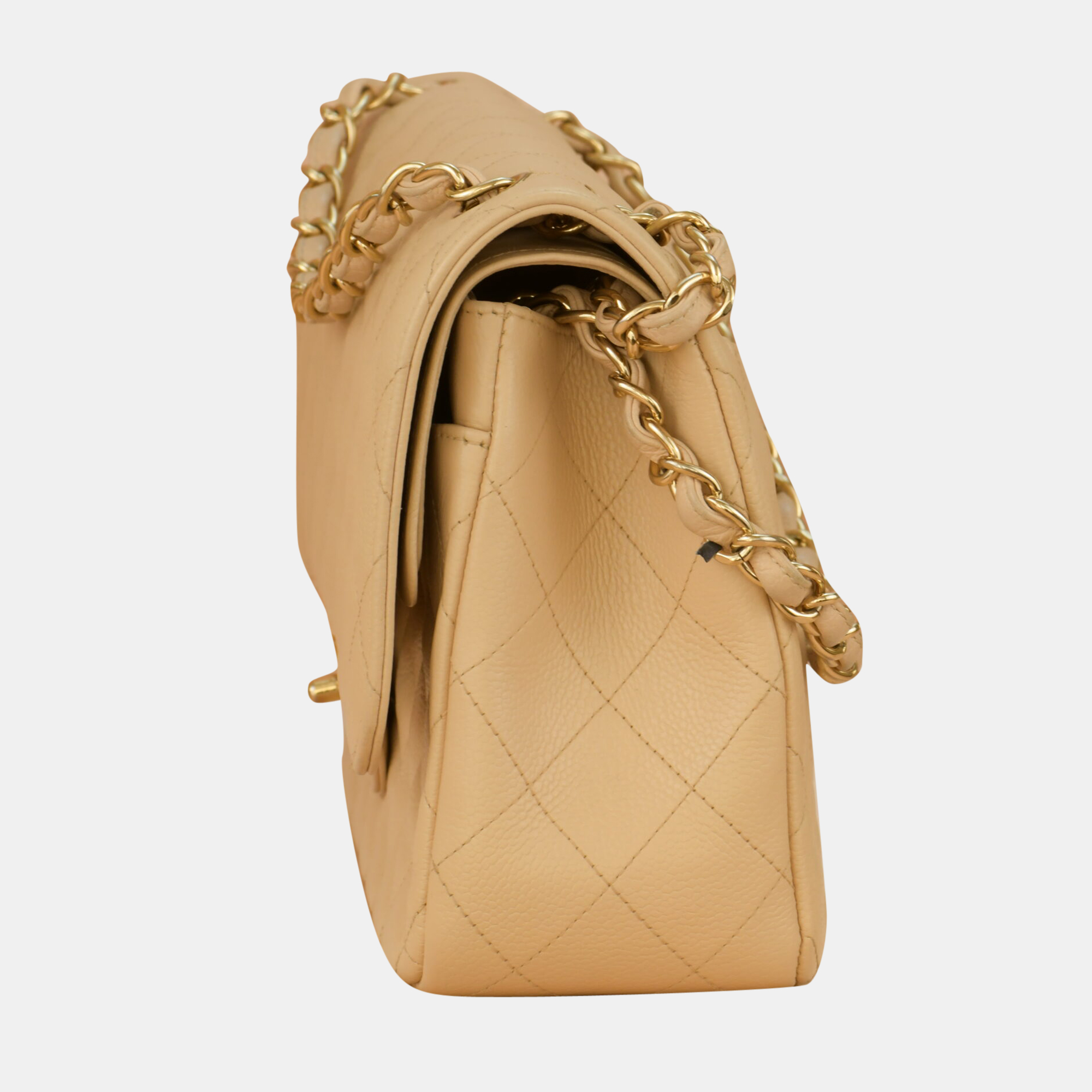 

Chanel Beige Calfskin Leather Jumbo Classic Double Flap Bag