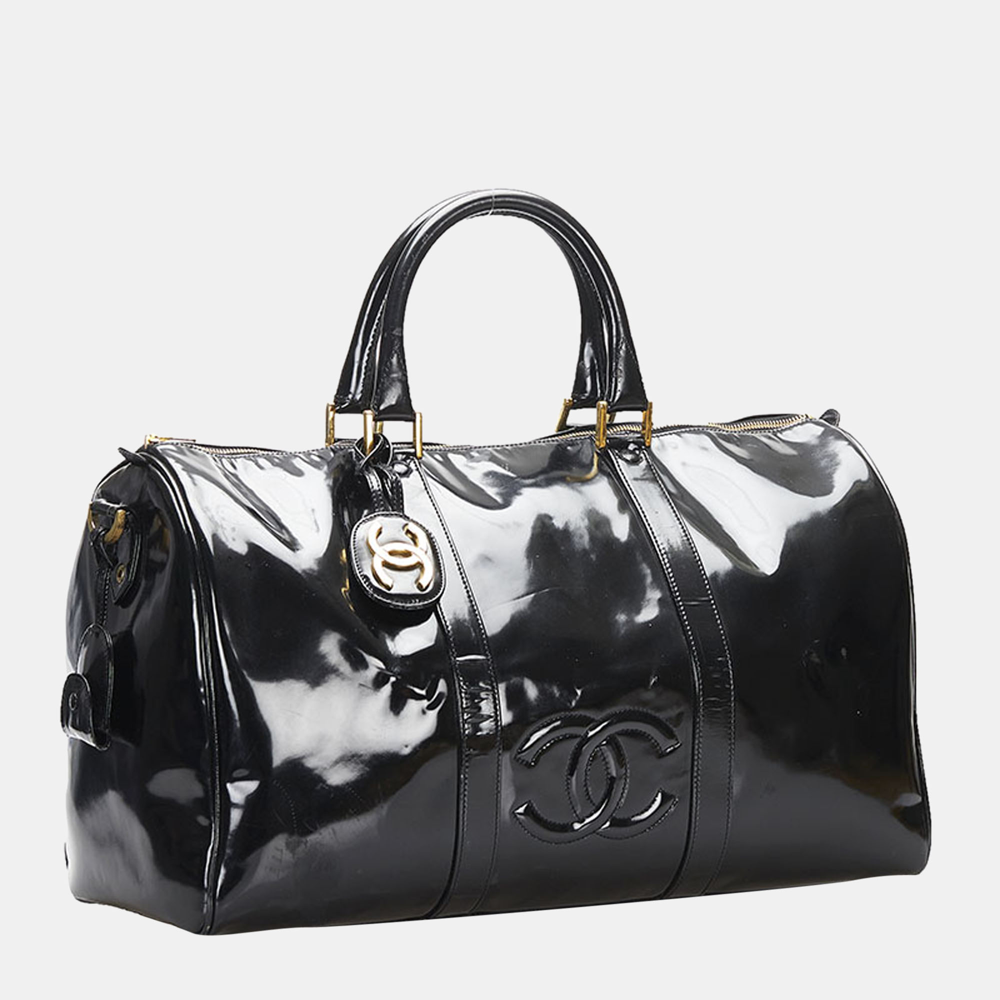 

Chanel Black Leather CC Boston Bag