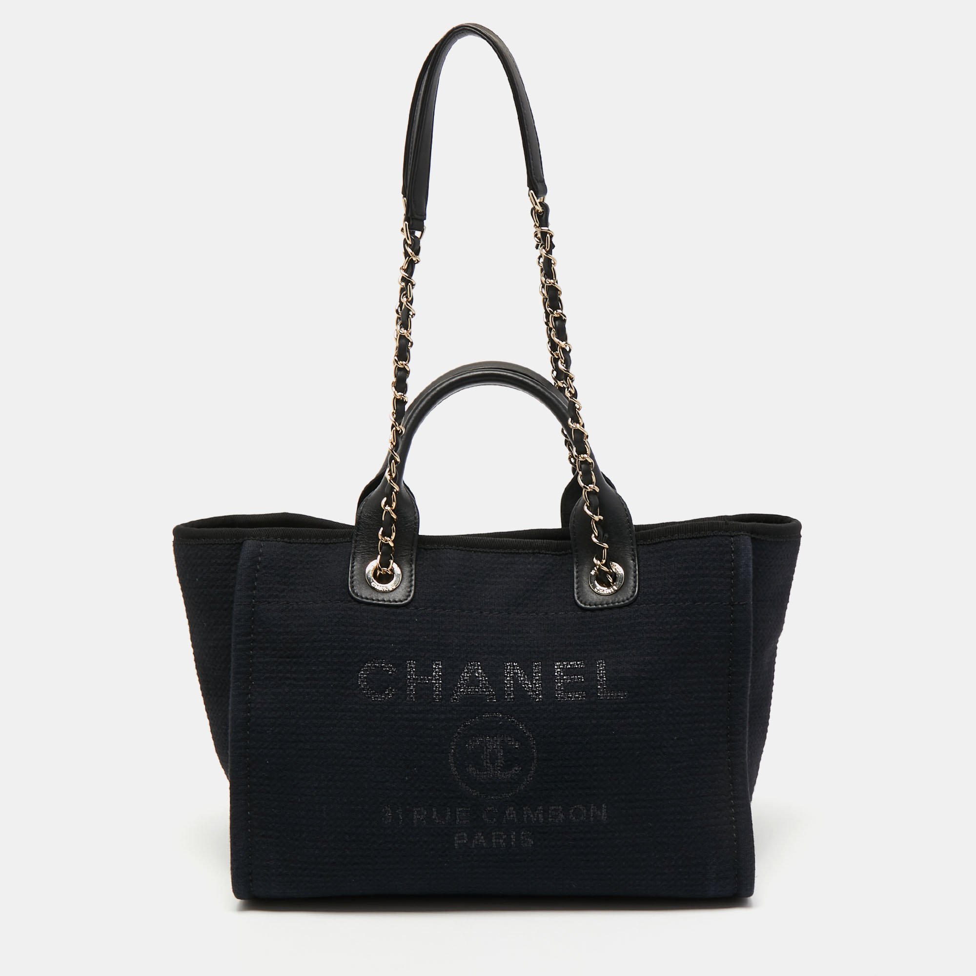 Pre Owned Chanel Black Canvas Small Deauville Tote
