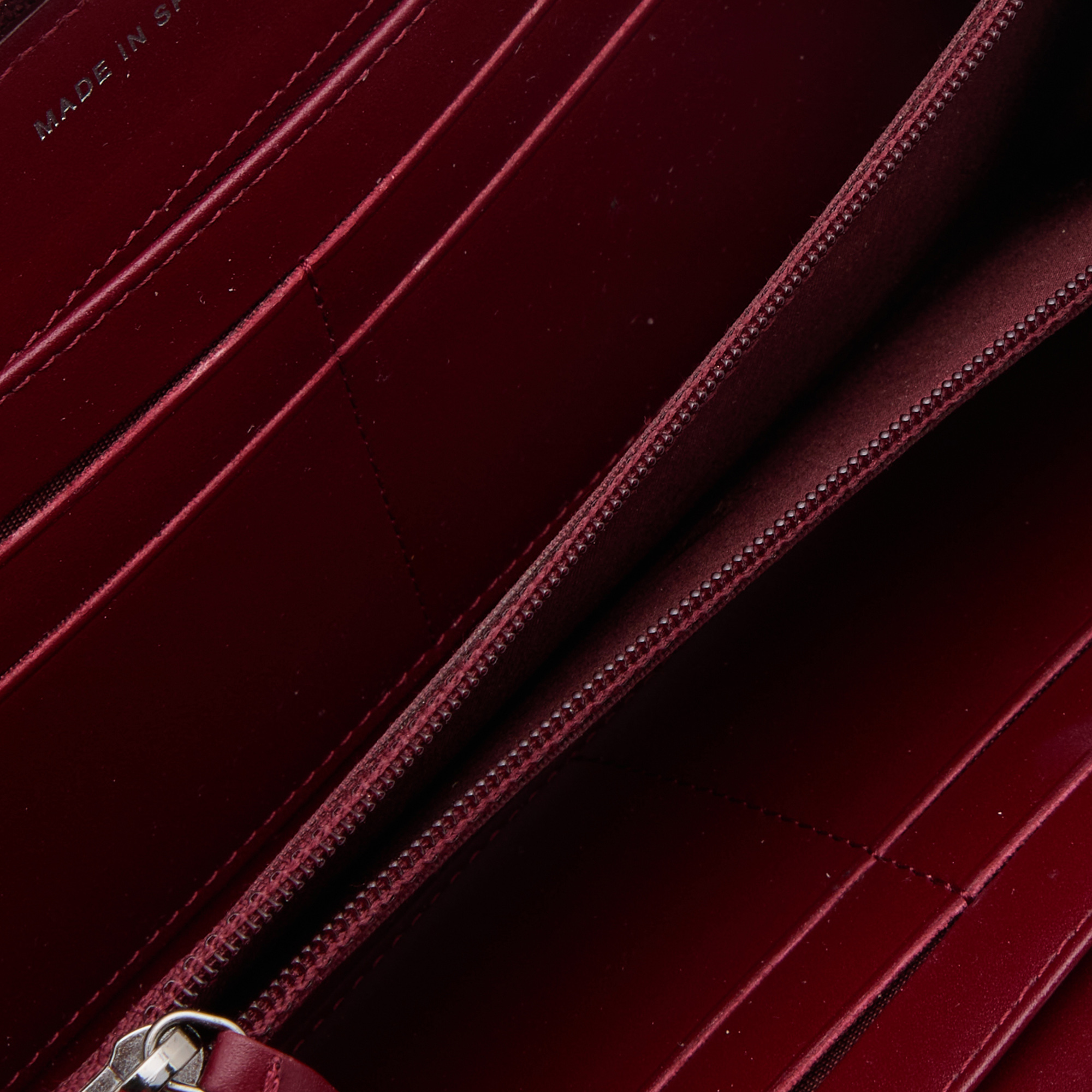 

Chanel Dark Red Patent Leather CC Timeless Zip Around Wallet